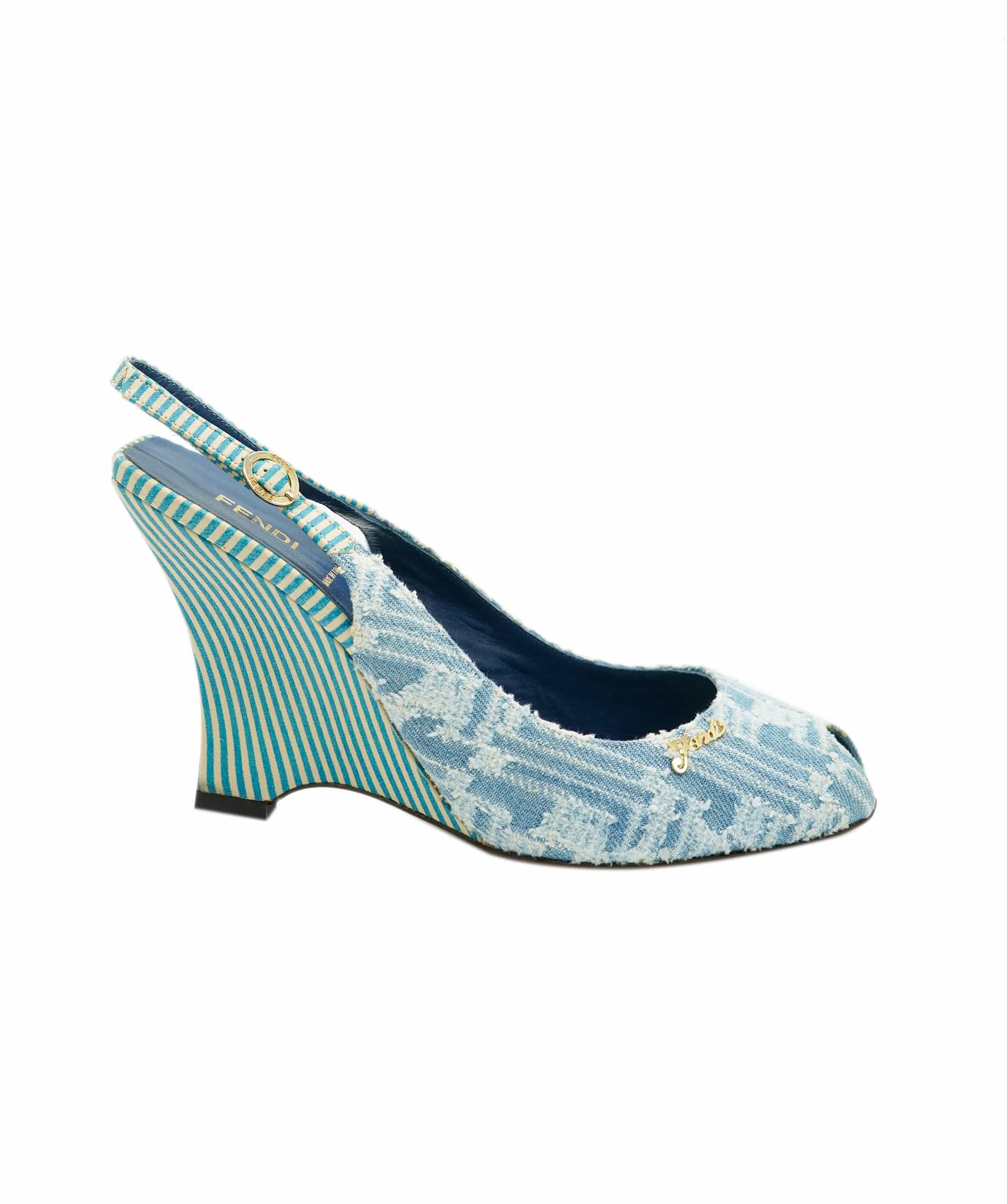 Fendi Fendi Denim Logo Wedge Heels - size 39 ALC2219