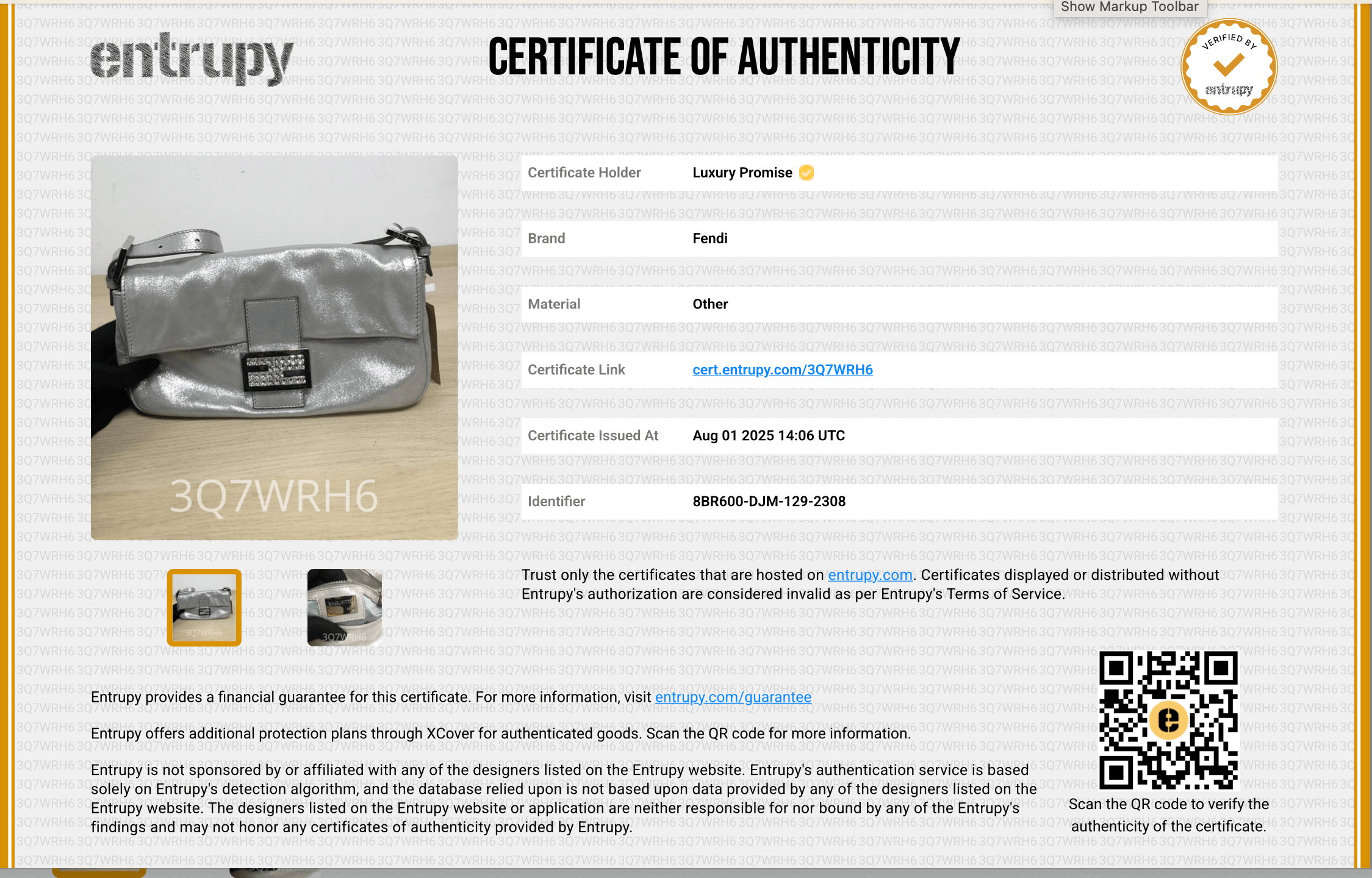 Fendi Fendi metallic silver baguette with crystal buckle - AJC0844