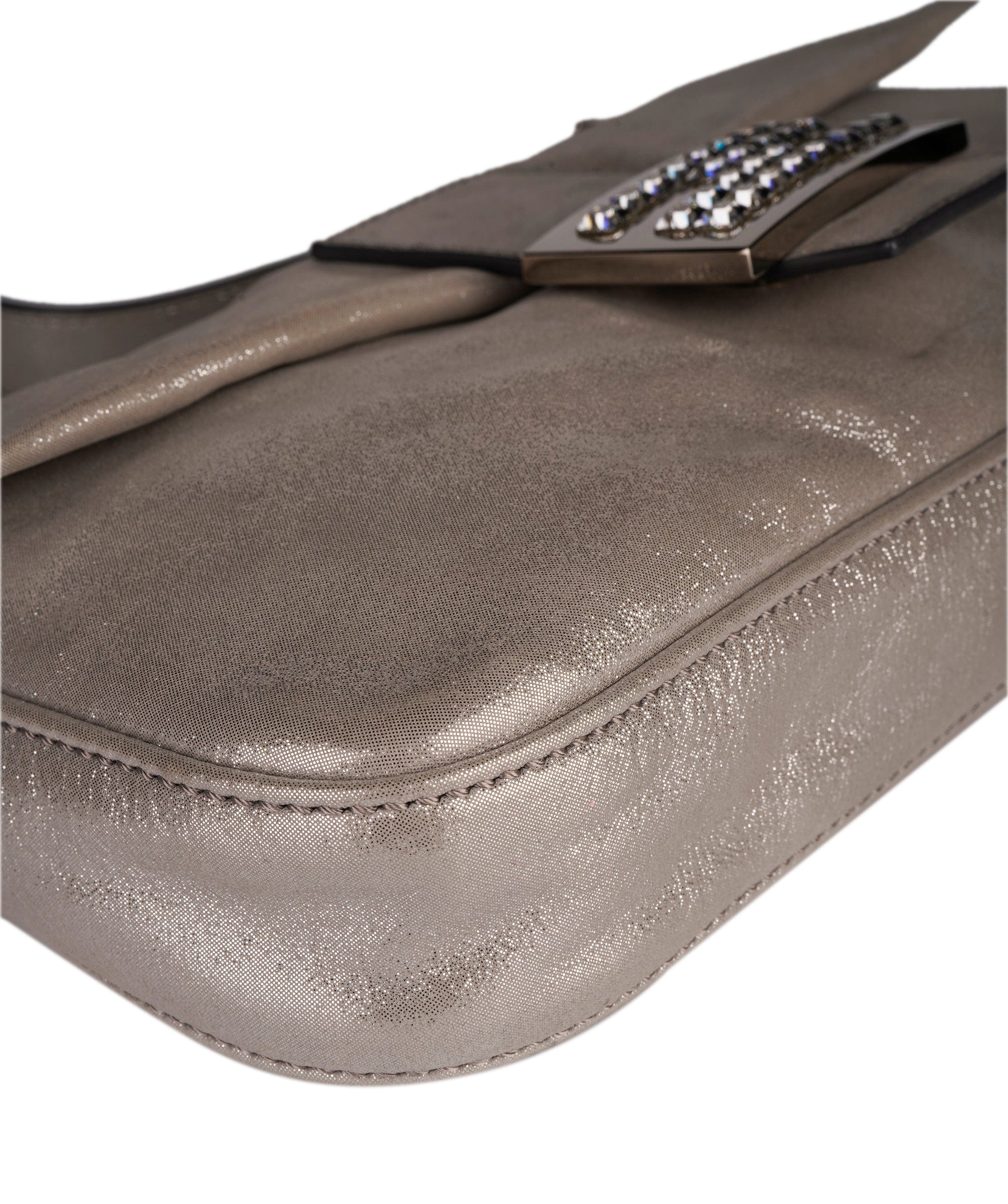 Fendi Fendi metallic silver baguette with crystal buckle - AJC0844