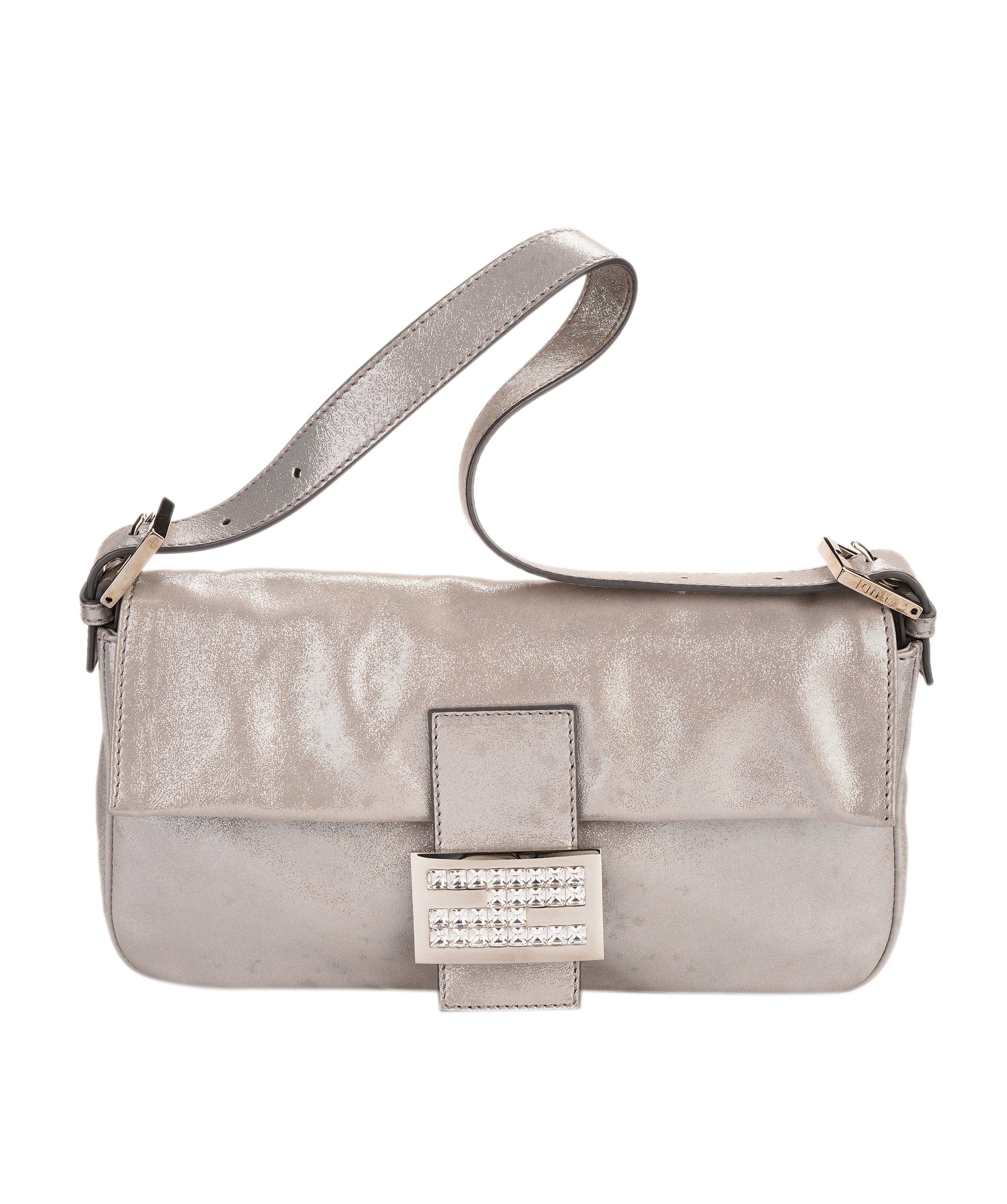 Fendi Fendi metallic silver baguette with crystal buckle - AJC0844