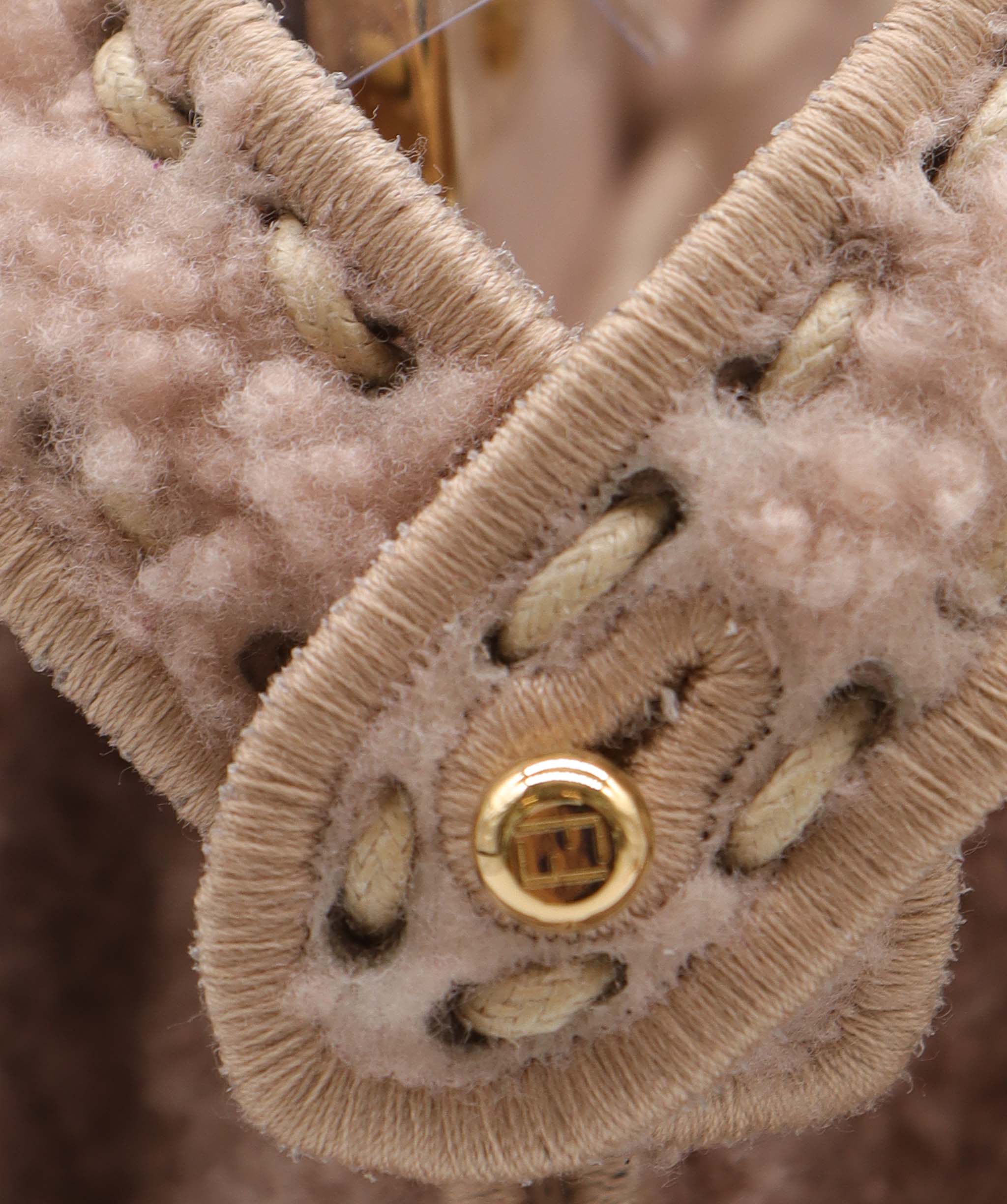 Fendi Fendi Nude Shearling Peekaboo Bag GHW AGC2033