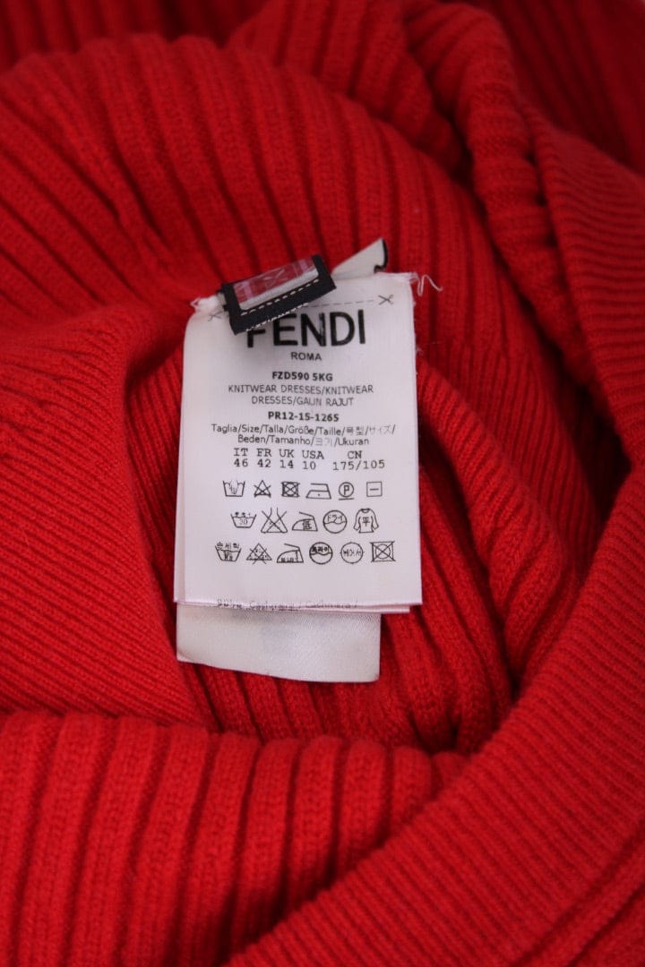 Fendi Fendi L/S Rib Knit Jumper Dress Red