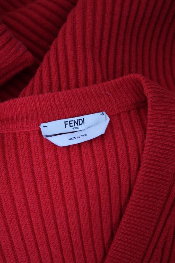 Fendi Fendi L/S Rib Knit Jumper Dress Red
