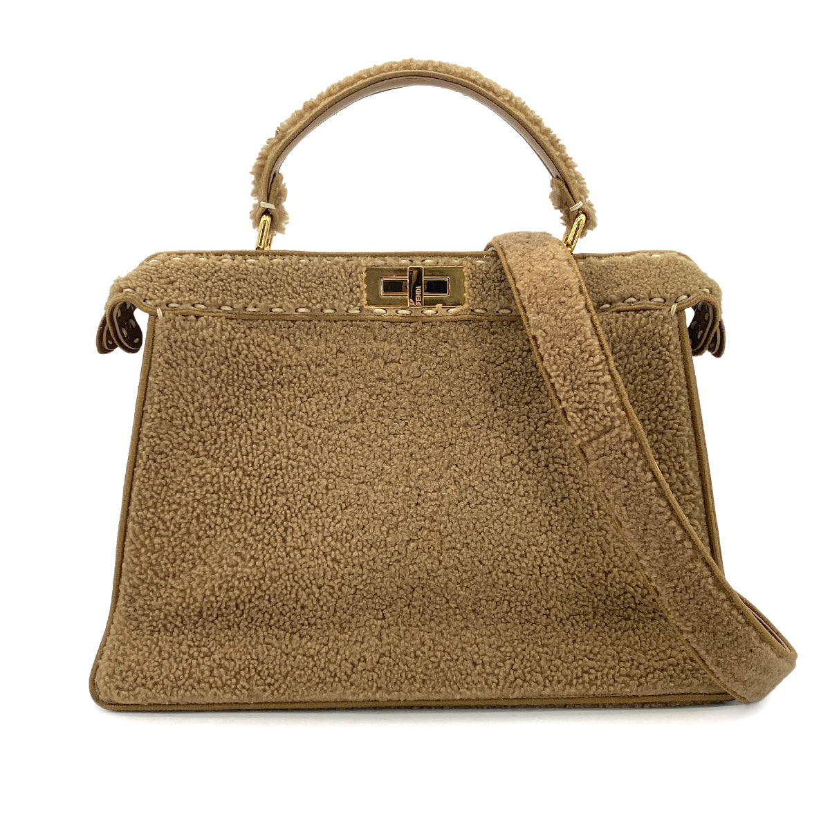 FENDI FENDI PEEKABOO ISEEU HAND SHOULDER BAG MOUTON BROWN 8BN328 90304729