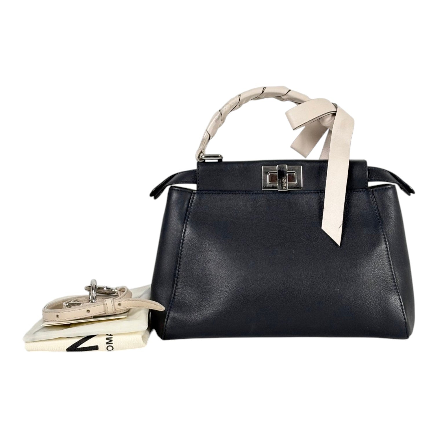 Fendi Fendi Mini Peekaboo Navy/Cream Handle Bag
