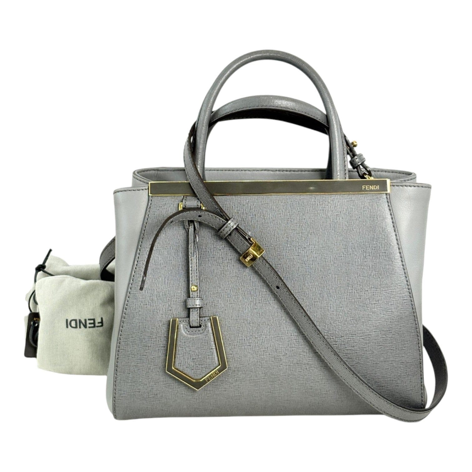 Fendi Fendi Petite 2Jours Vitello Elite Tote Grey Bag