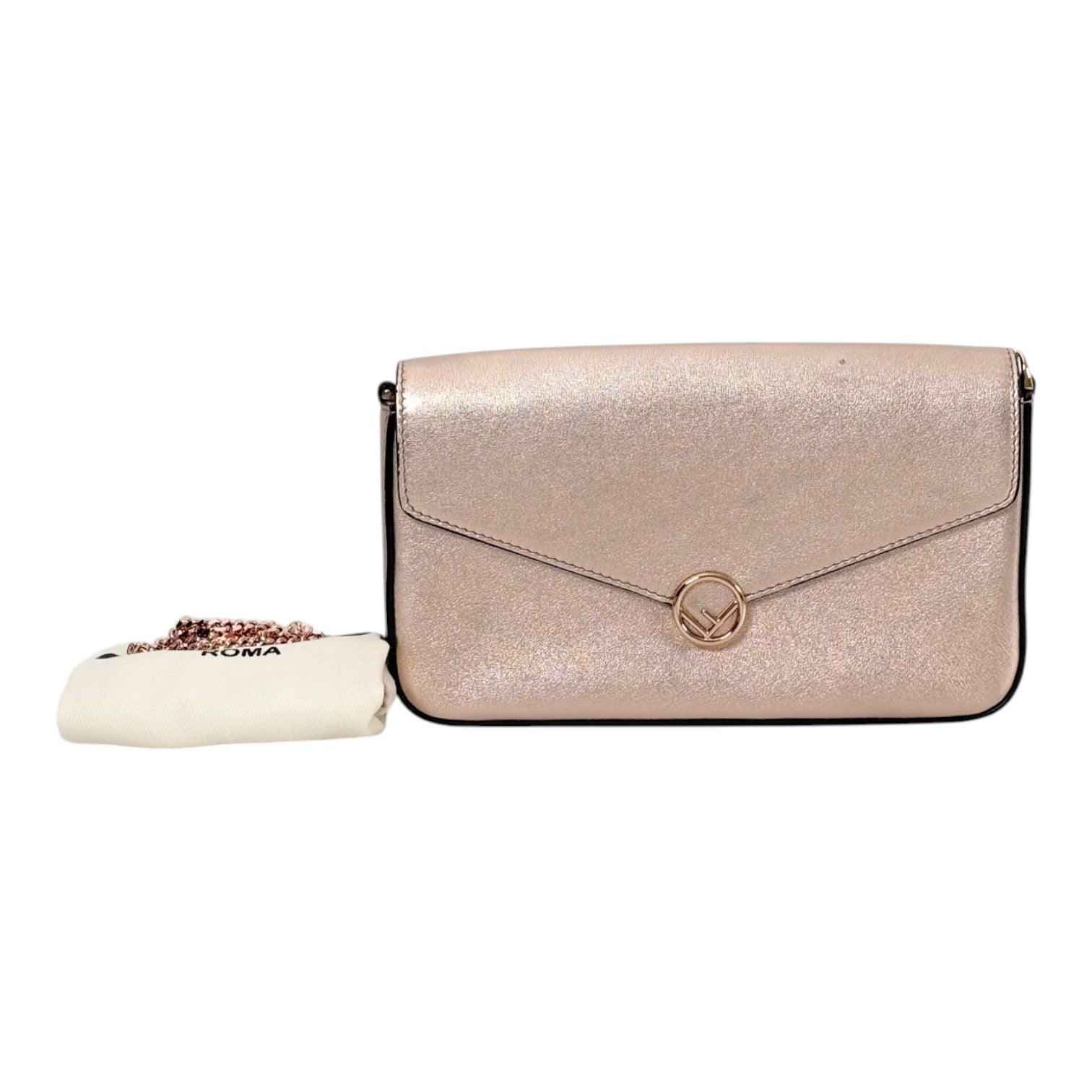 Fendi Fendi Vitello Laminato Pink Wallet On Chain Bag