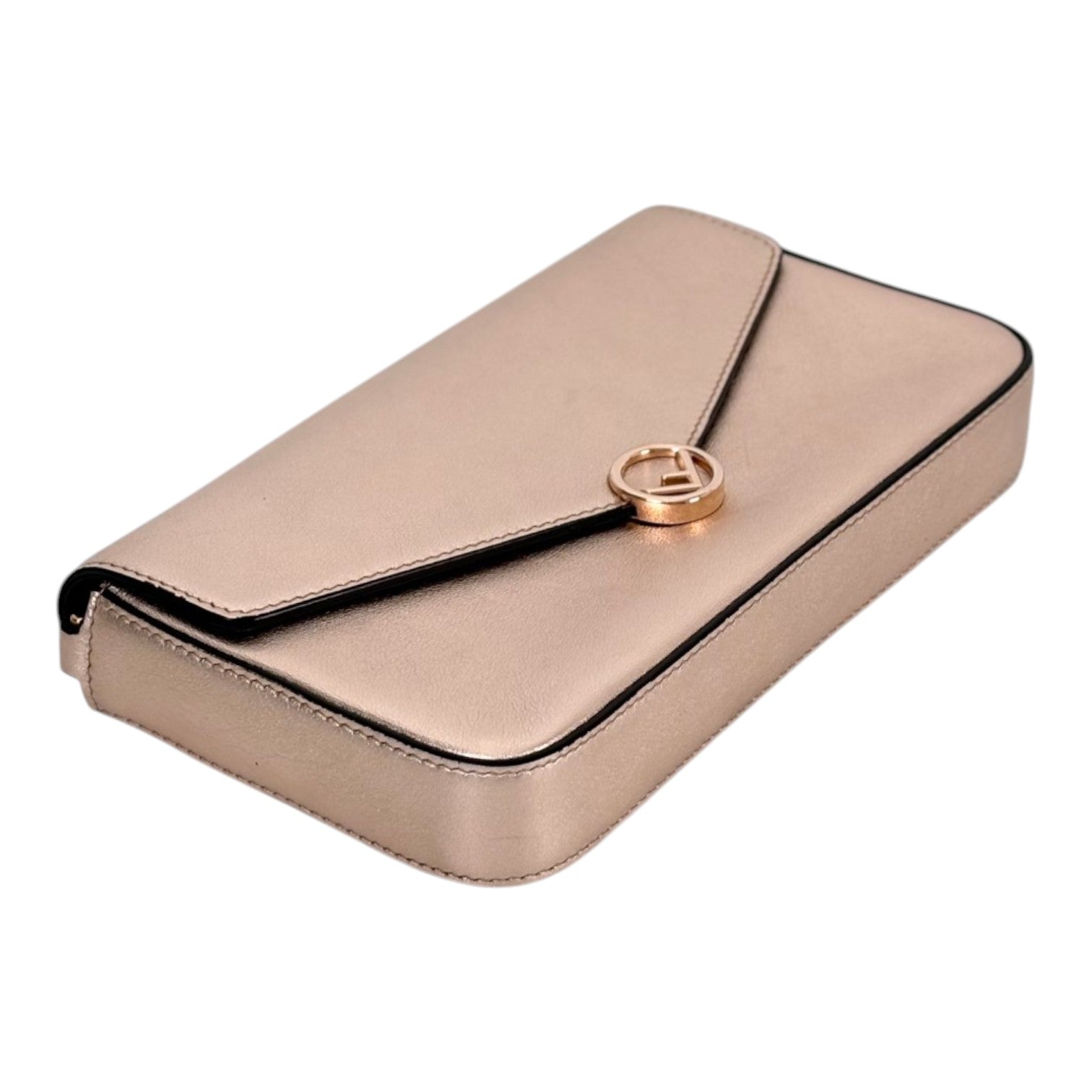 Fendi Fendi Vitello Laminato Pink Wallet On Chain Bag