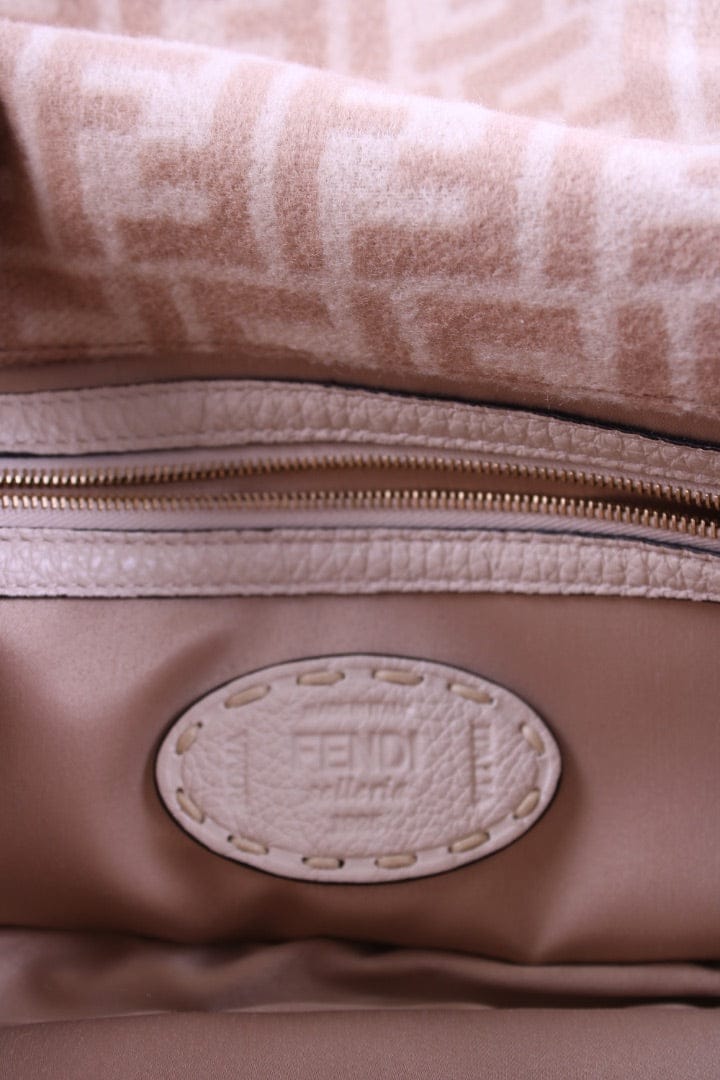 Fendi Fendi Wool Selleria Zucca Baguette Bag Cream/ Beige