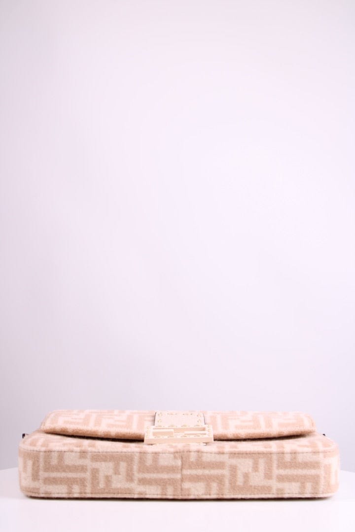 Fendi Fendi Wool Selleria Zucca Baguette Bag Cream/ Beige