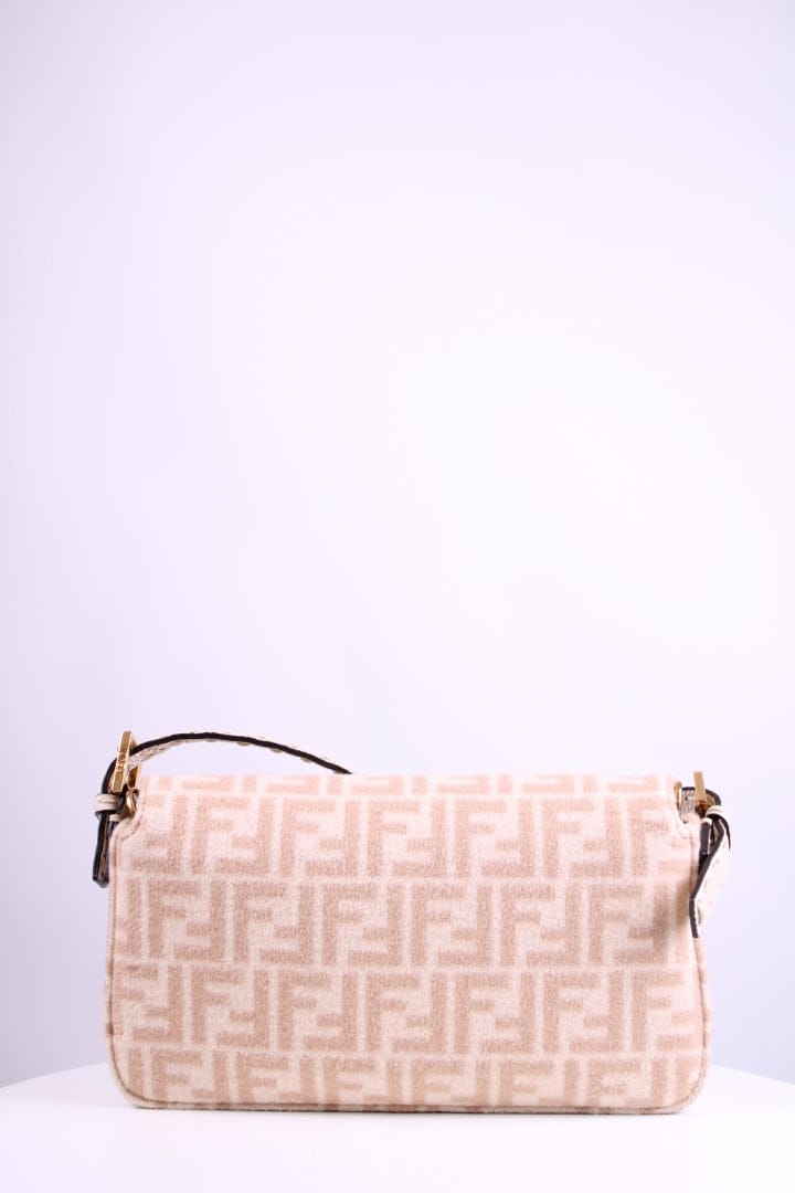 Fendi Fendi Wool Selleria Zucca Baguette Bag Cream/ Beige