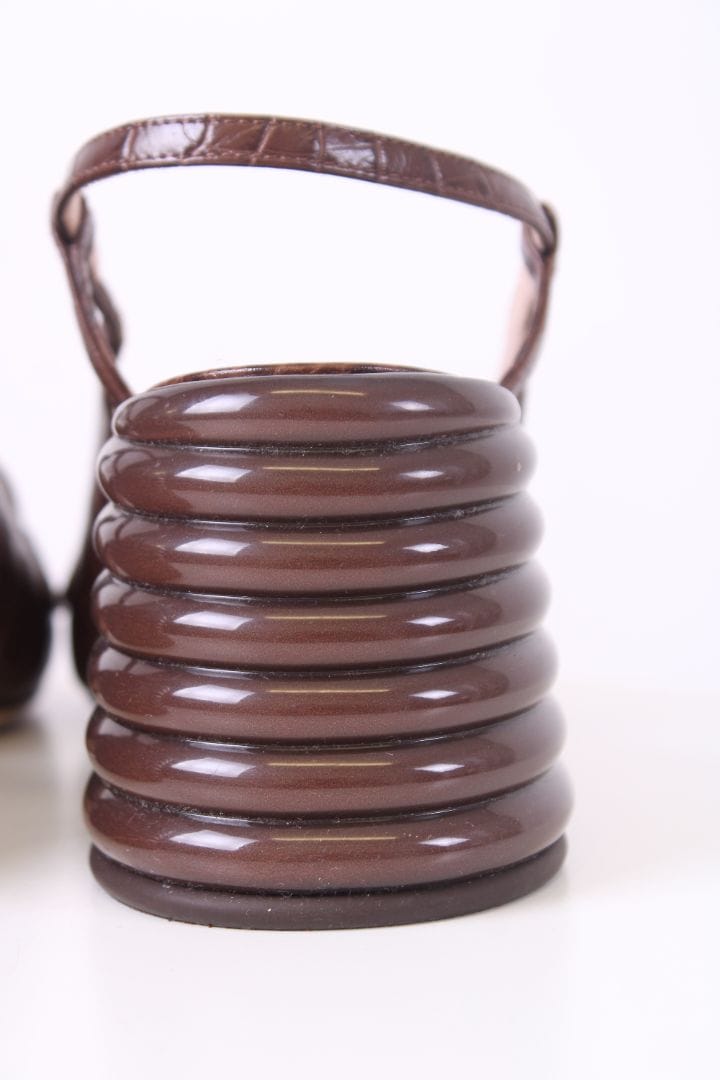 Fendi Fendi Sling Back Croc Heels Brown 39.5