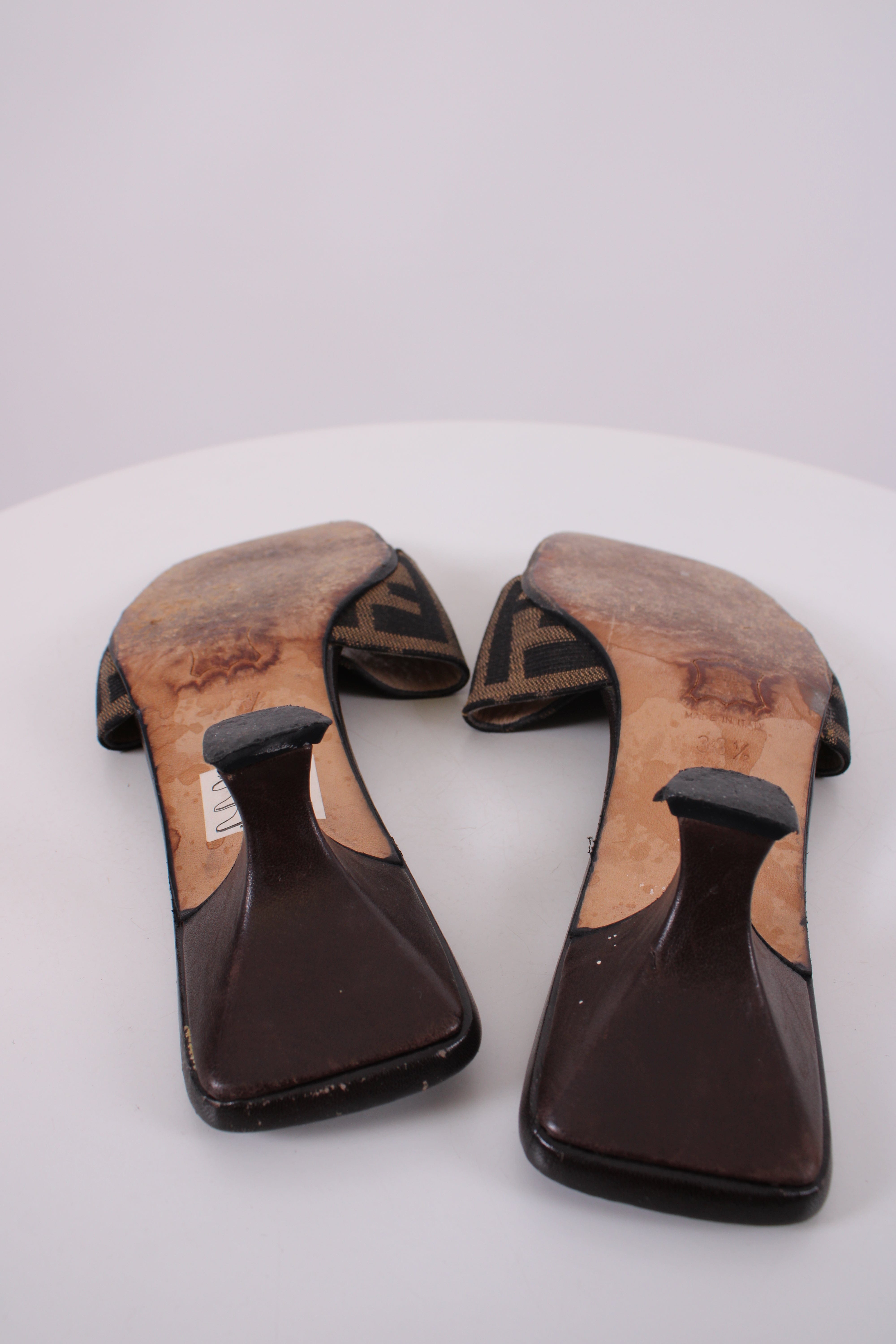 Fendi Fendi Zucca Print Logo Mule Heels Brown 36.5