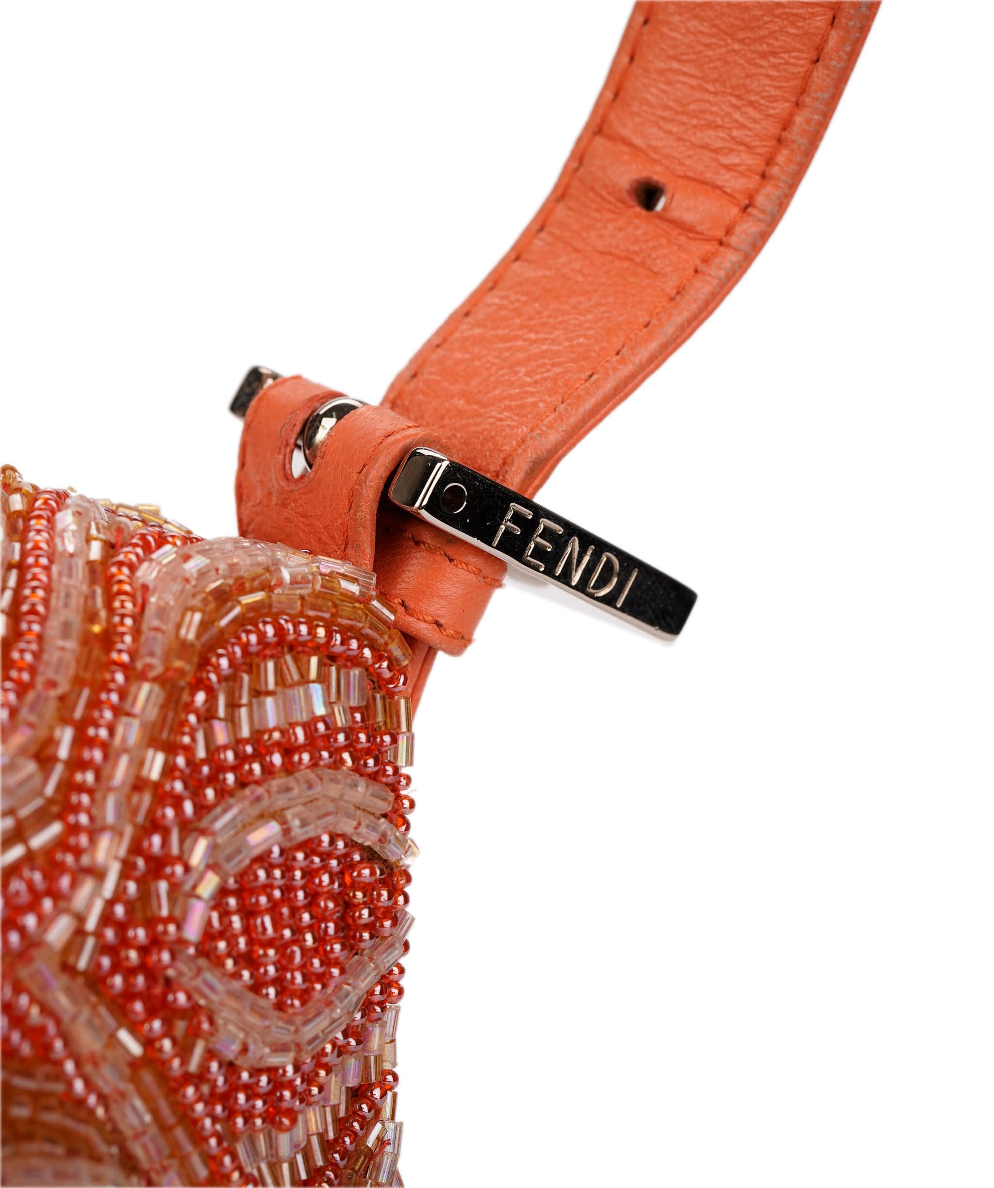 Fendi Fendi Beaded Baguette Coral Orange DXBS1932