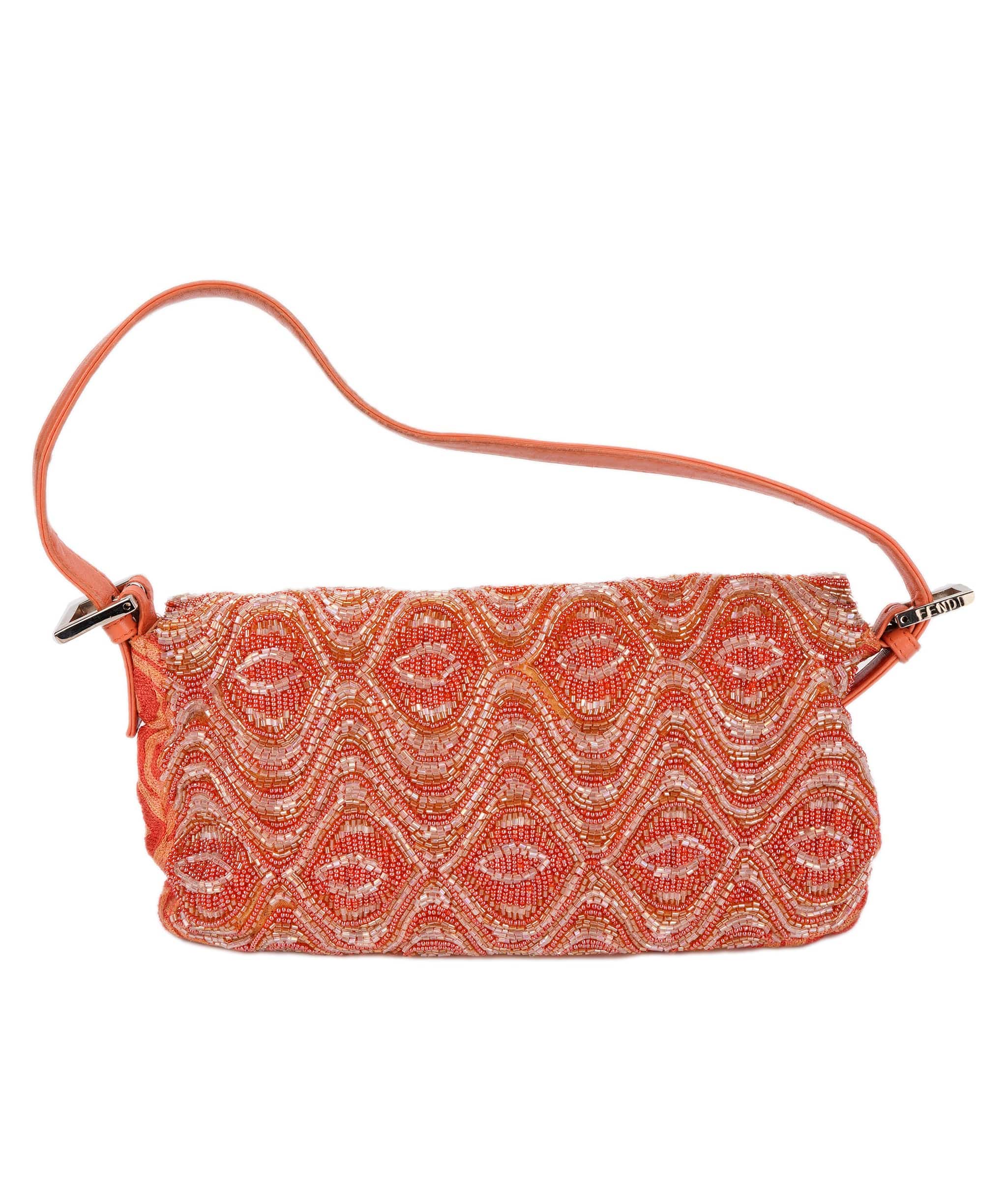 Fendi Fendi Beaded Baguette Coral Orange DXBS1932