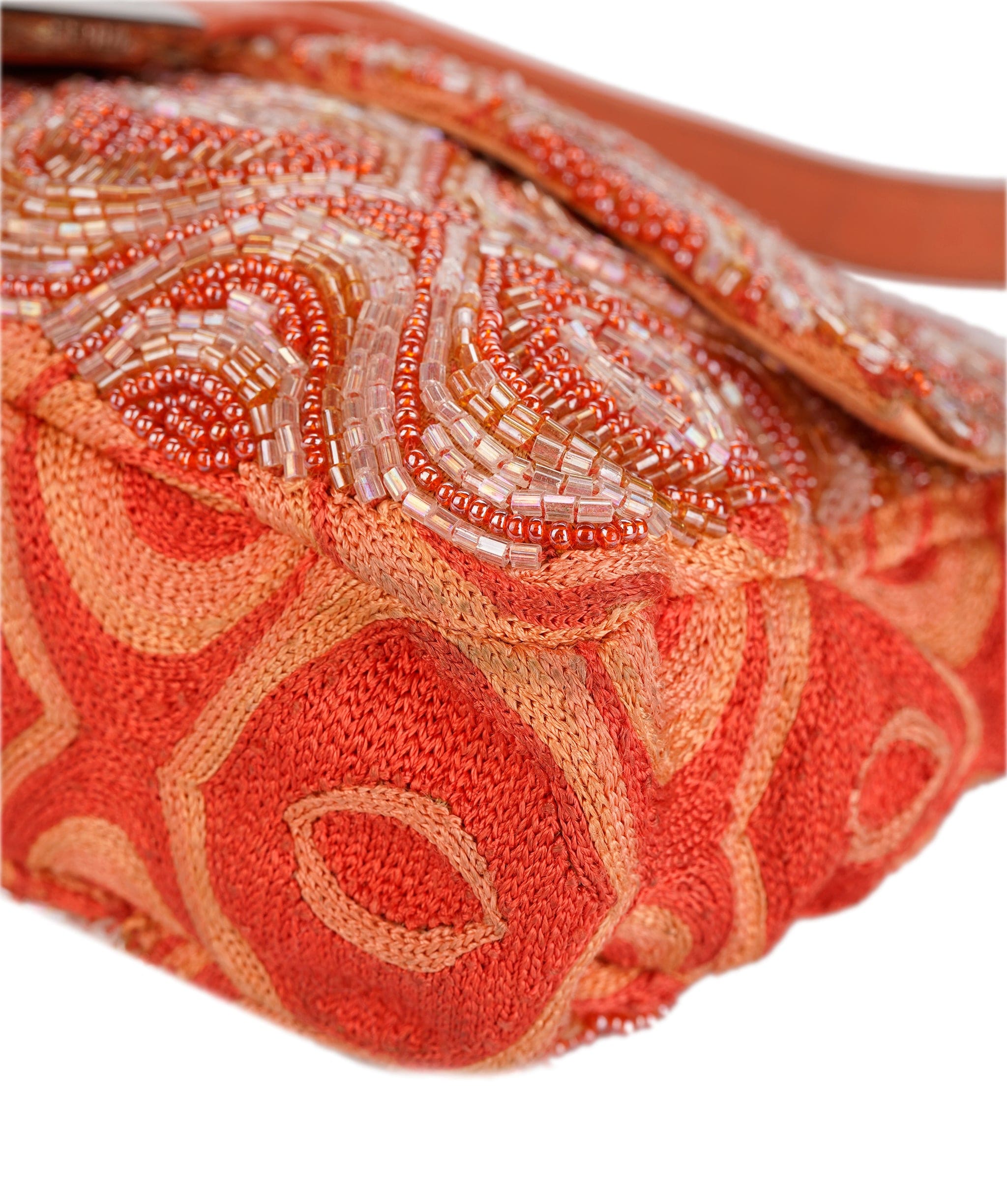 Fendi Fendi Beaded Baguette Coral Orange DXBS1932
