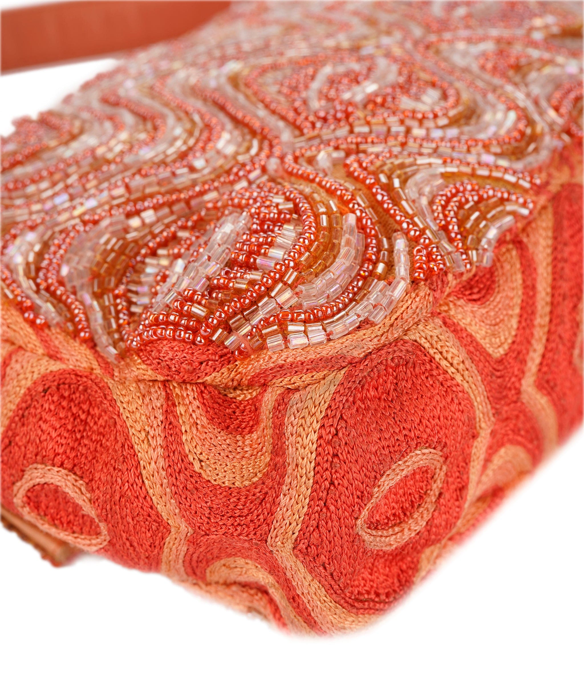 Fendi Fendi Beaded Baguette Coral Orange DXBS1932
