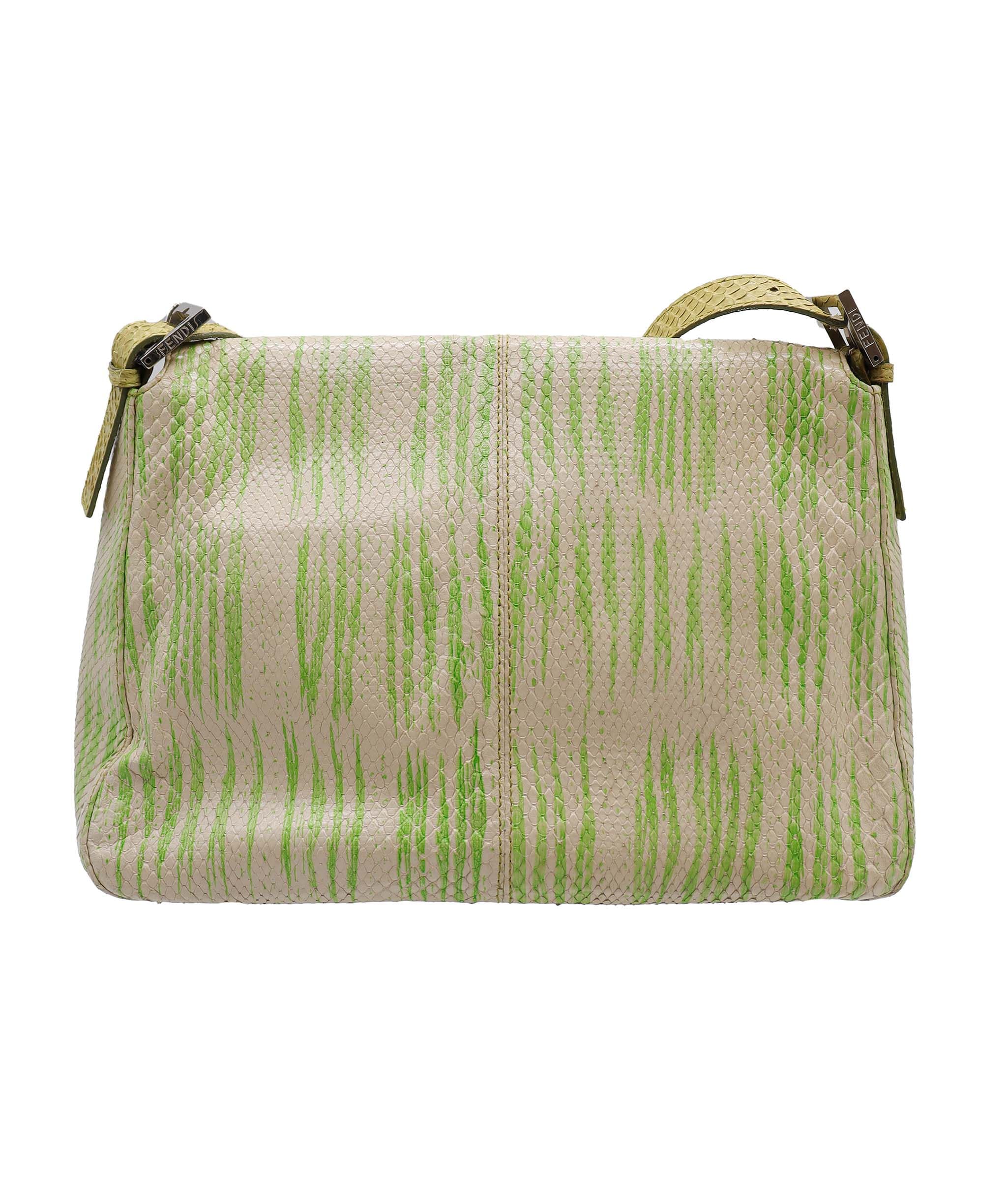 Fendi Fendi Embossed Baguette Green and Beige DXBS1819