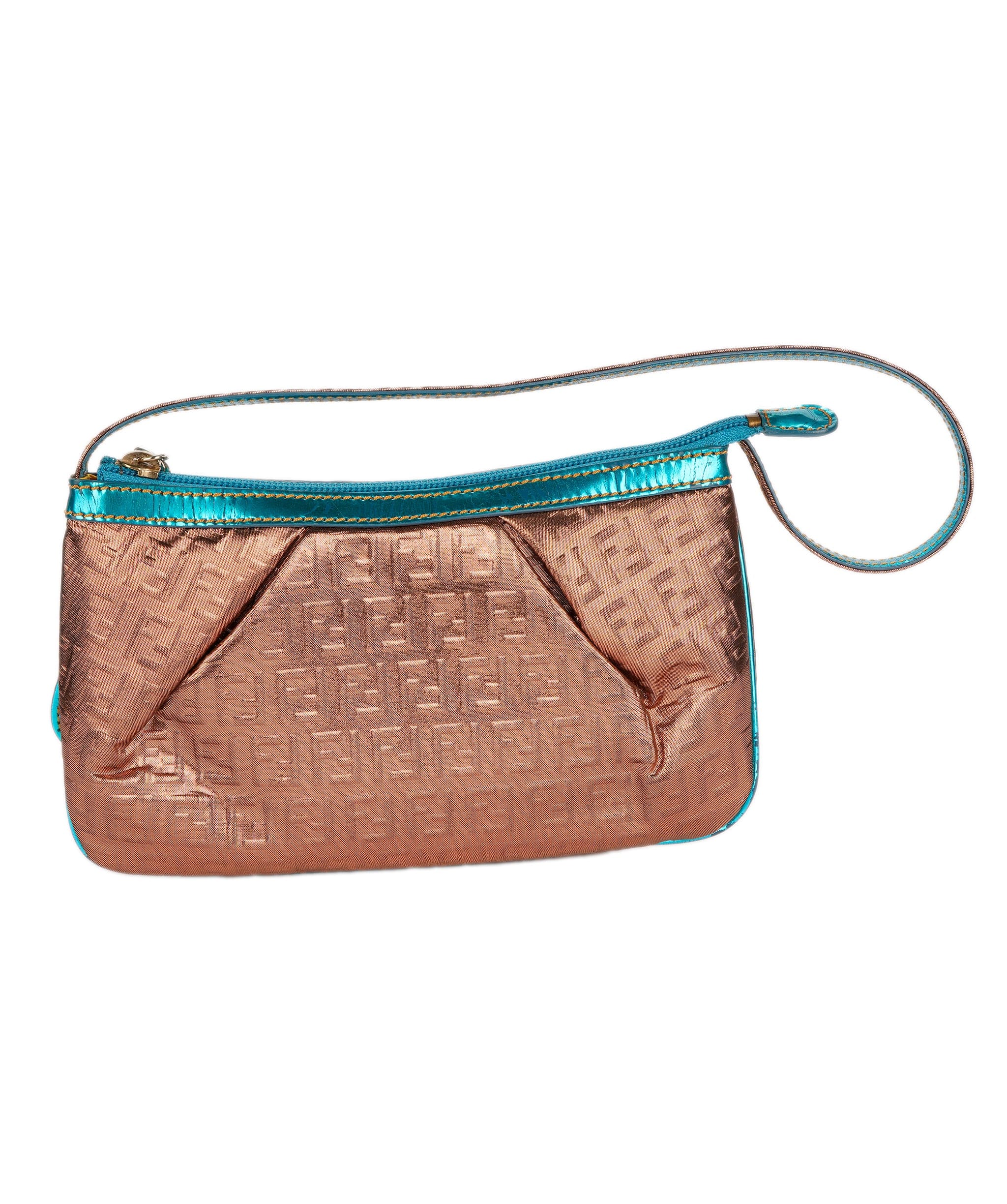 Fendi Fendi Zucchino Metallic Pochette Bronze & Blue DXBS1804