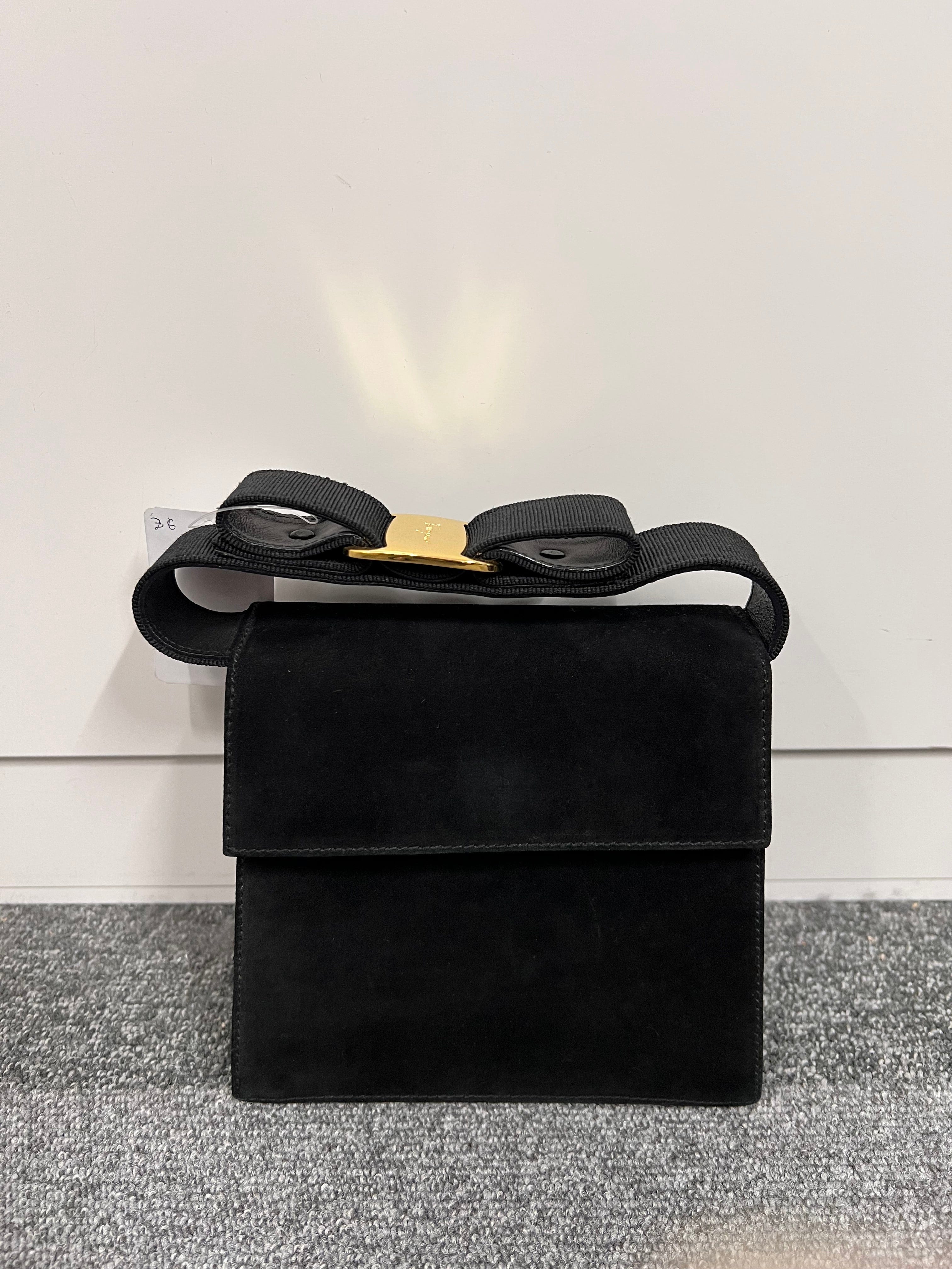 Ferragamo Ferragamo BC21 Suede Black G Vara 2 Way Handbag B08188HHNT