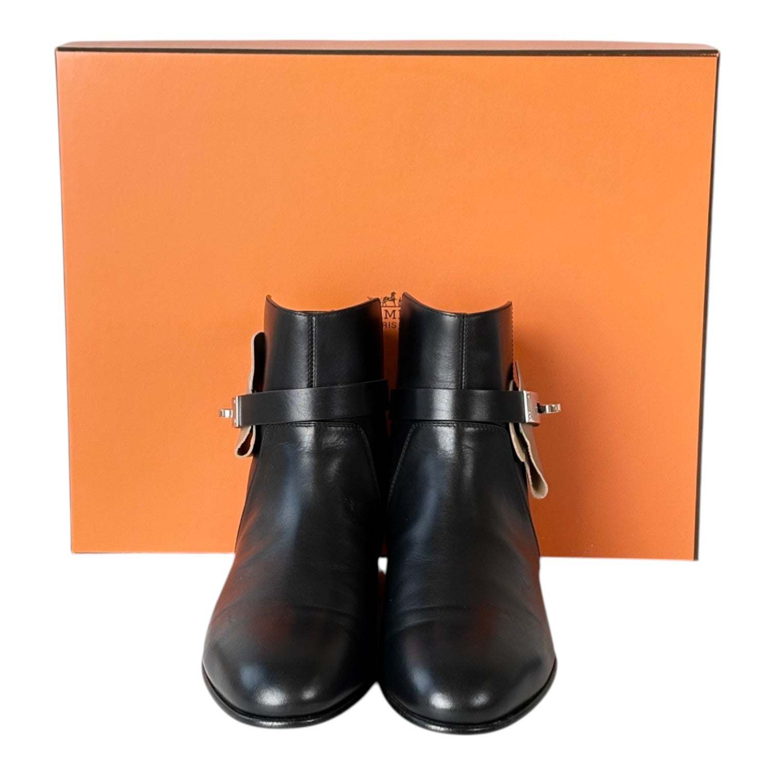 Hermes Black Kelly Boots Shoes #36
