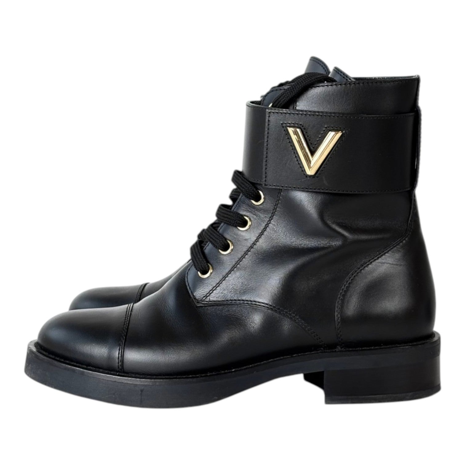 Louis Vuitton Black Leather Ankle Boots - size 37