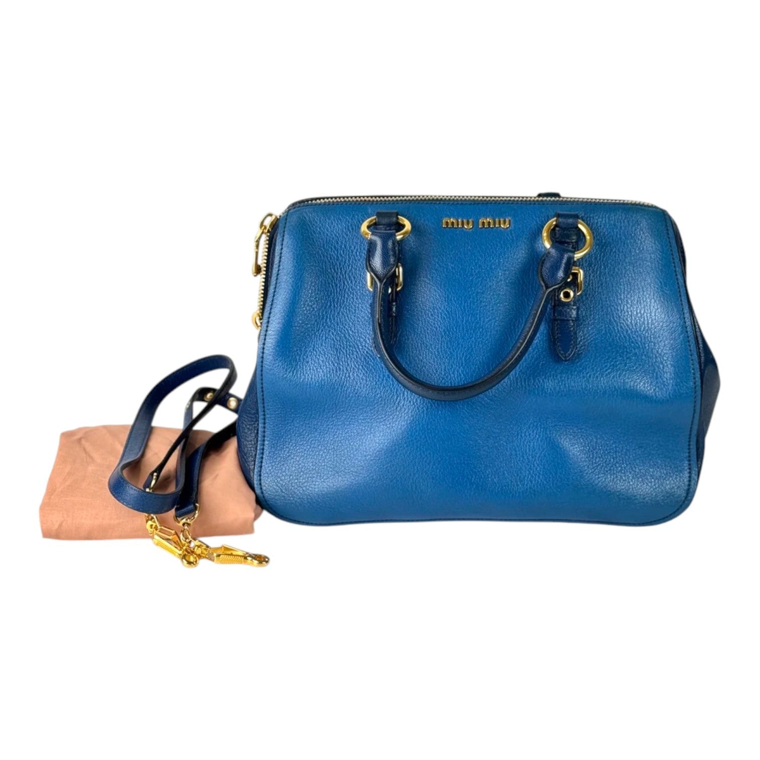 Miumiu Madras Blue Top Handle Bag