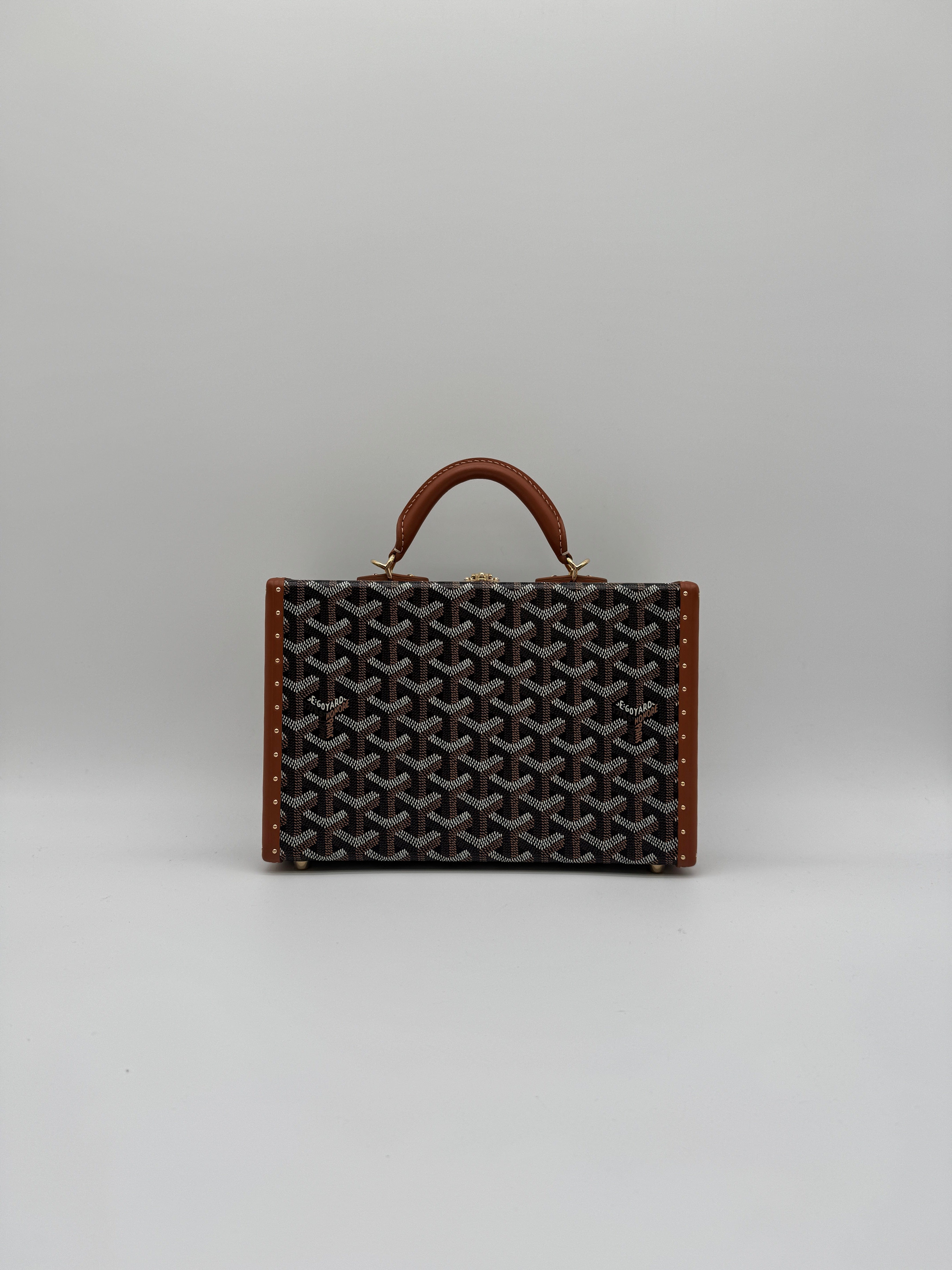 Goyard Goyard Grand Hôtel Trunk Bag Black & Tan Gold Hardware