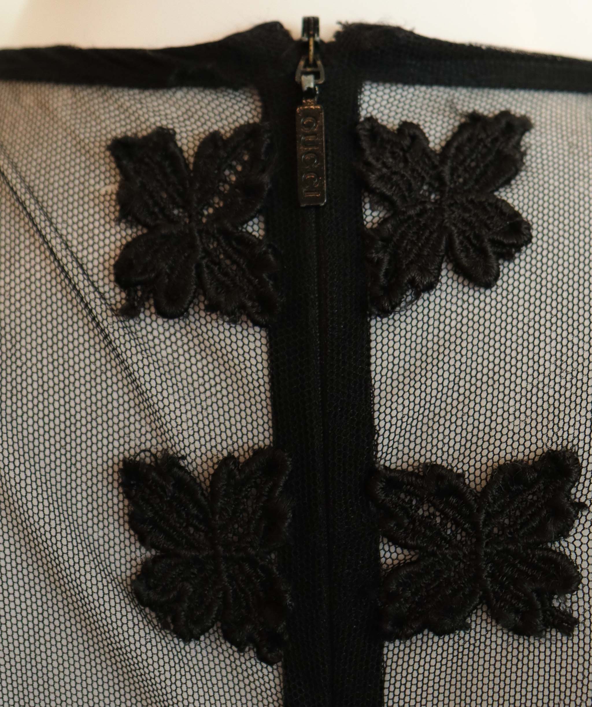 Gucci 2001 documented gucci by tom ford black and nude mesh dress AGC2913