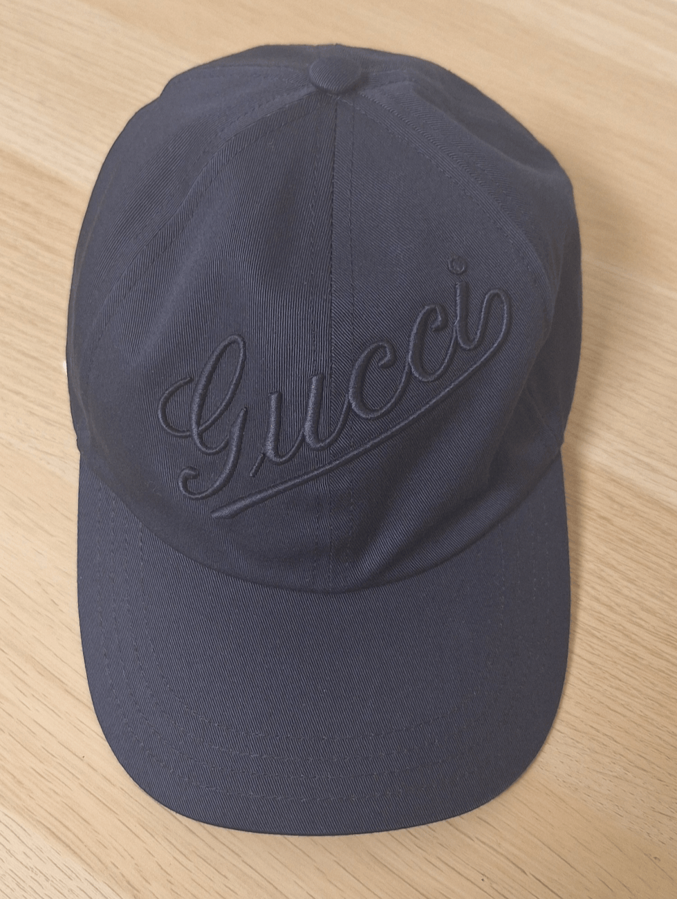 Gucci Gucci Medium Navy Blue Cotton Script Logo Baseball Cap DXBS6849