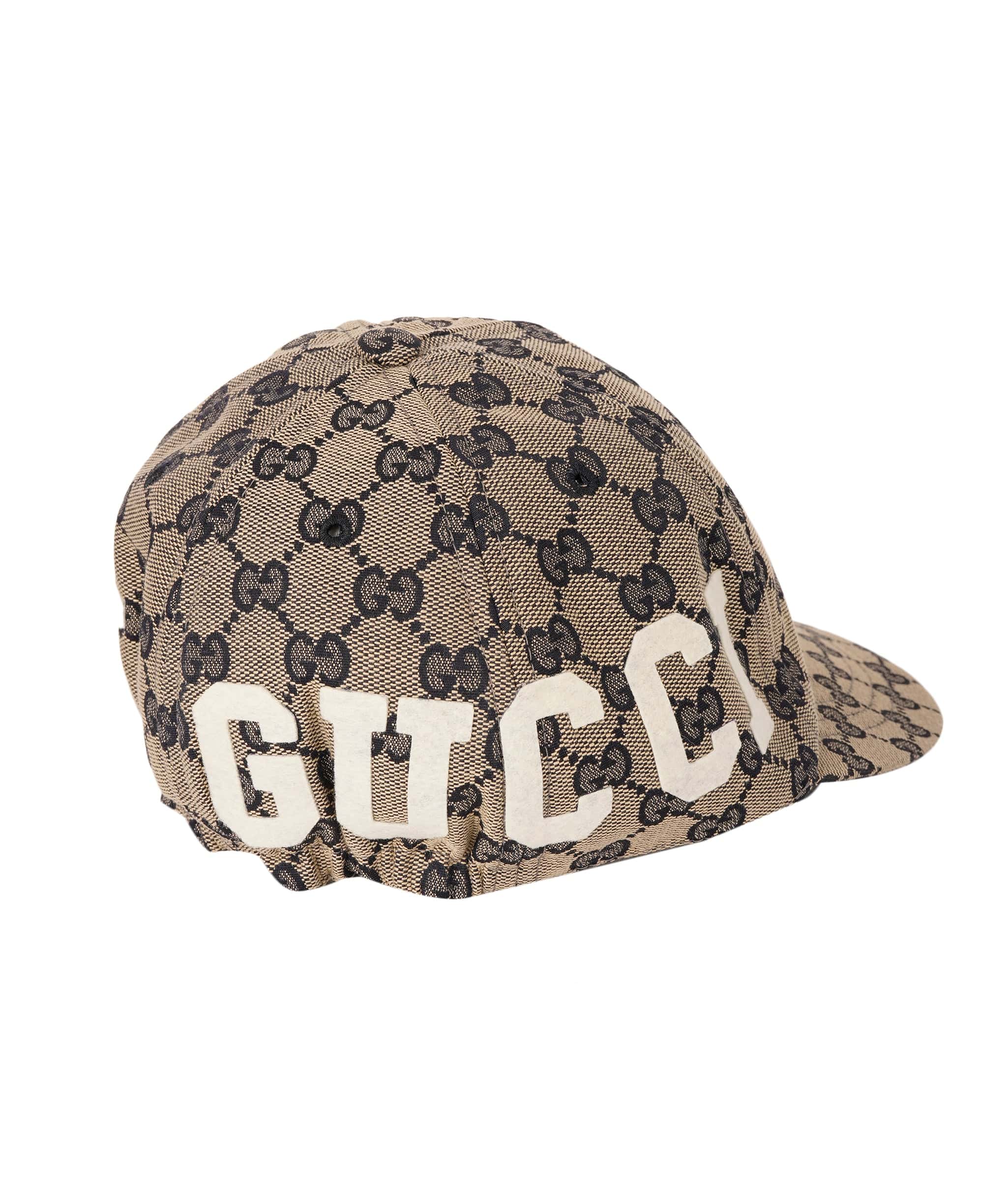 Gucci Gucci Navy & Beige GG Felt Logo Soft Baseball Hat ABL0024