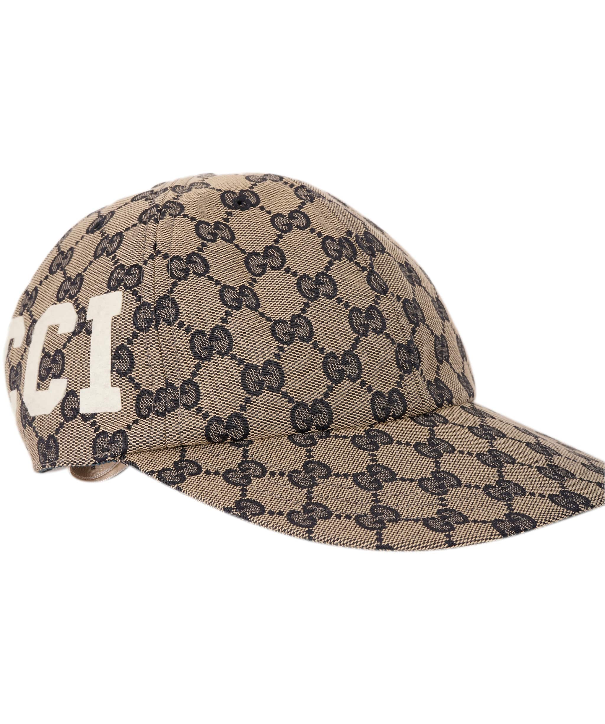 Gucci Gucci Navy & Beige GG Felt Logo Soft Baseball Hat ABL0024