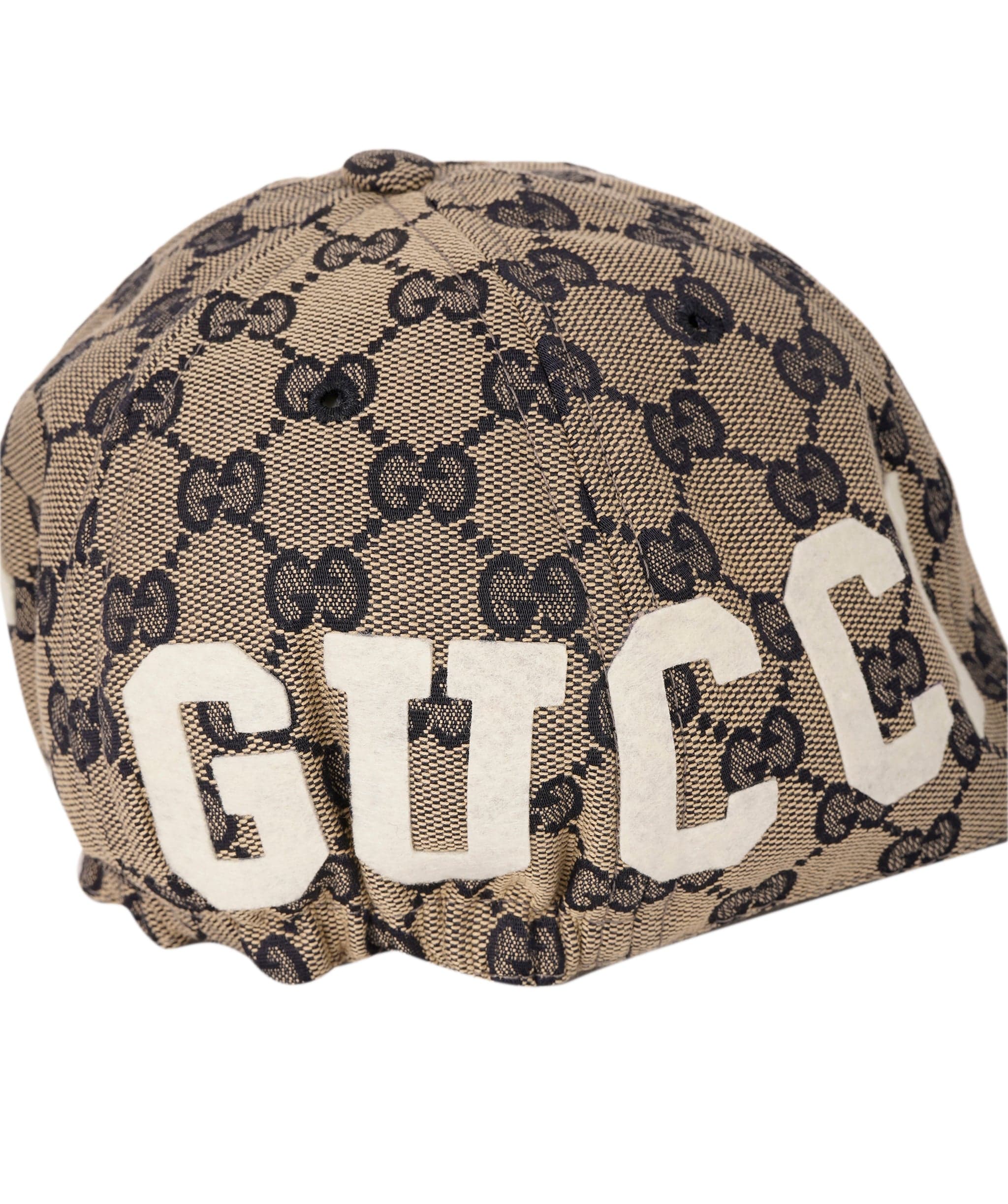 Gucci Gucci Navy & Beige GG Felt Logo Soft Baseball Hat ABL0024