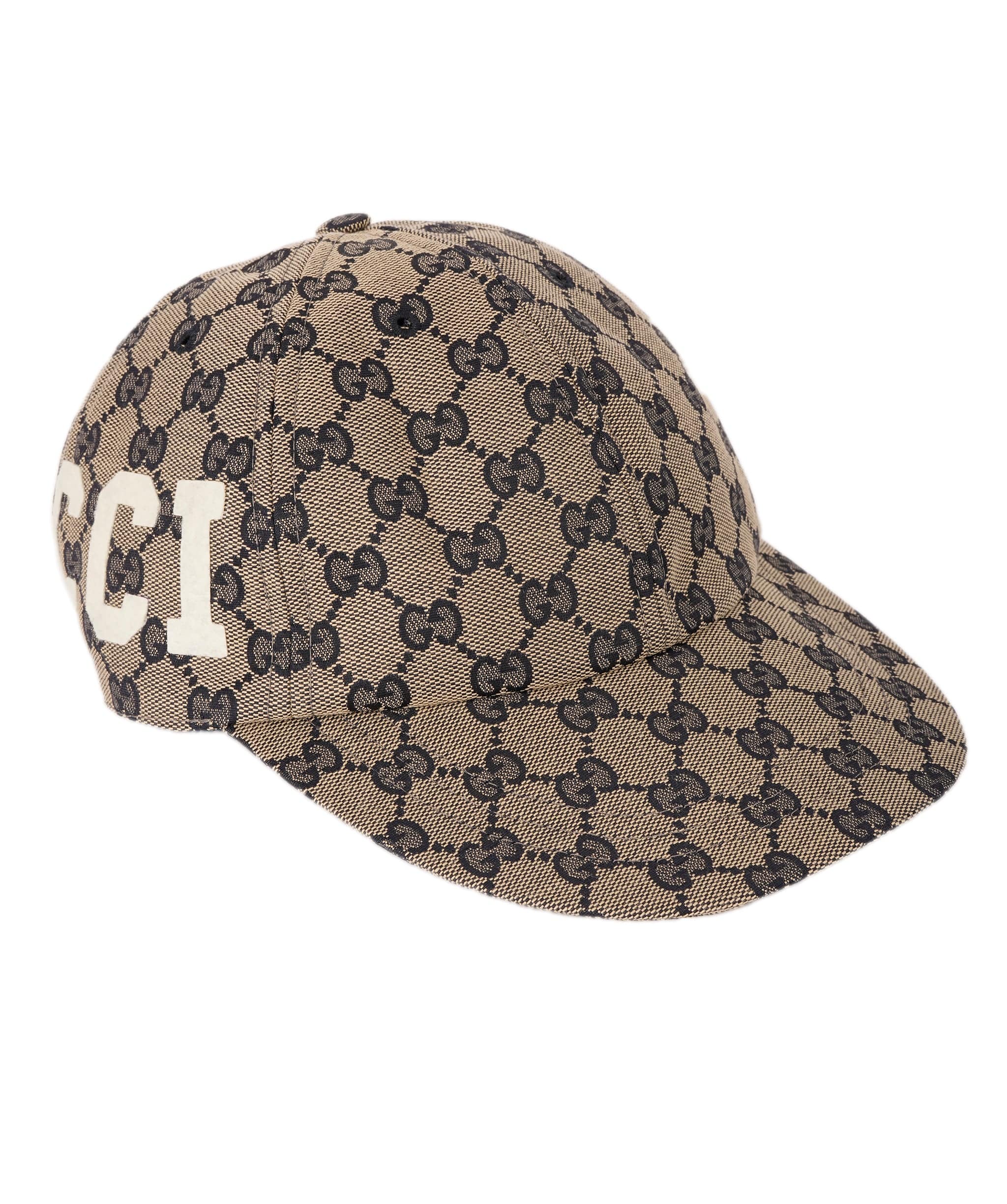 Gucci Gucci Navy & Beige GG Felt Logo Soft Baseball Hat ABL0024