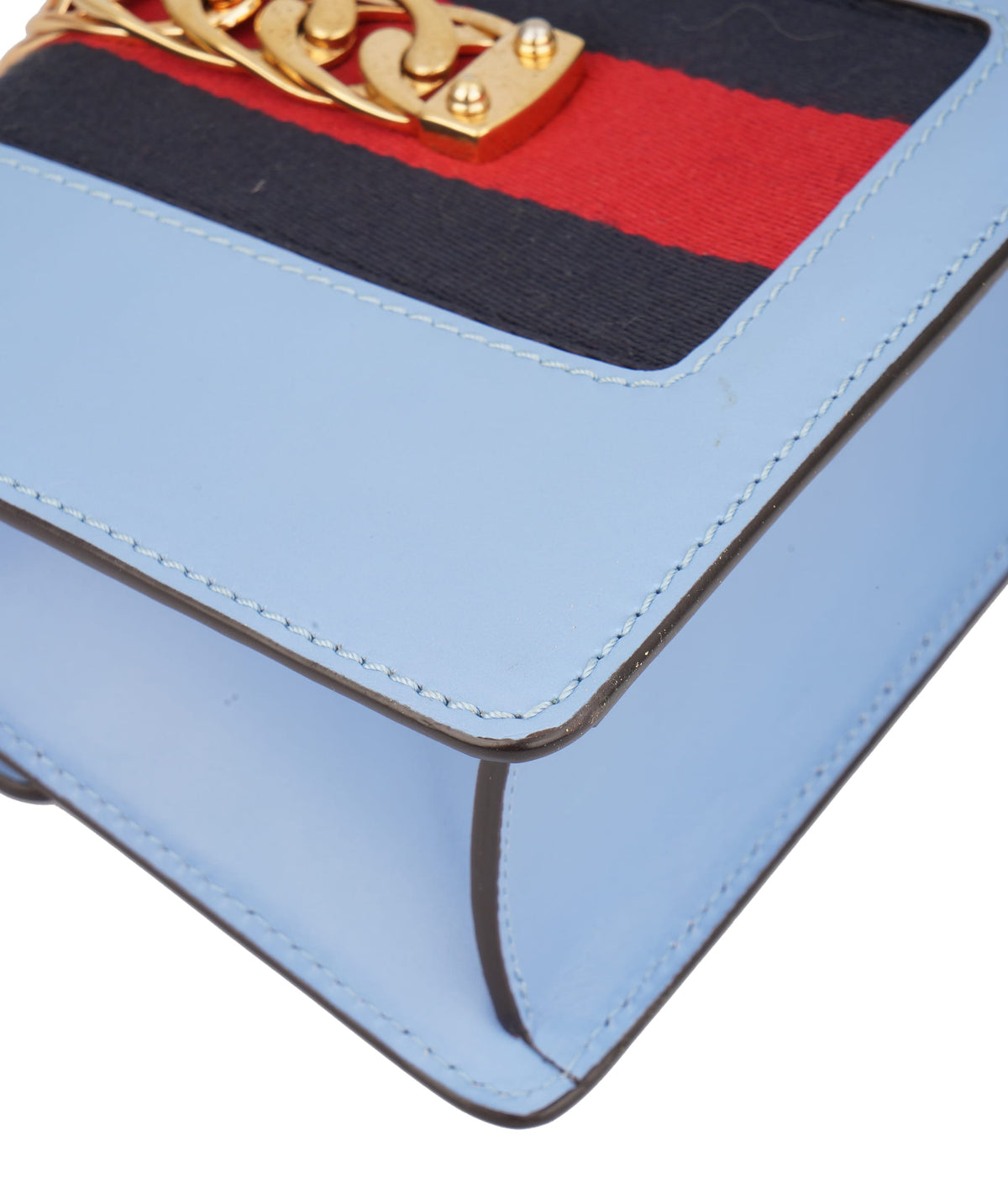 Gucci Gucci Blue Leather Vintage Web Sylvie Chain Shoulder Bag C351458