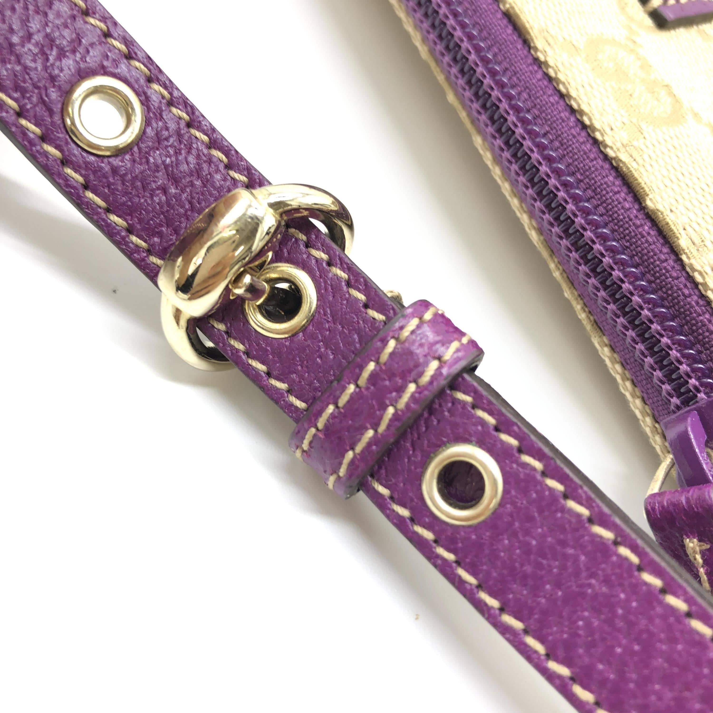 Gucci Gucci GG Canvsa Beige Handbag With Purple Accents ALC3192