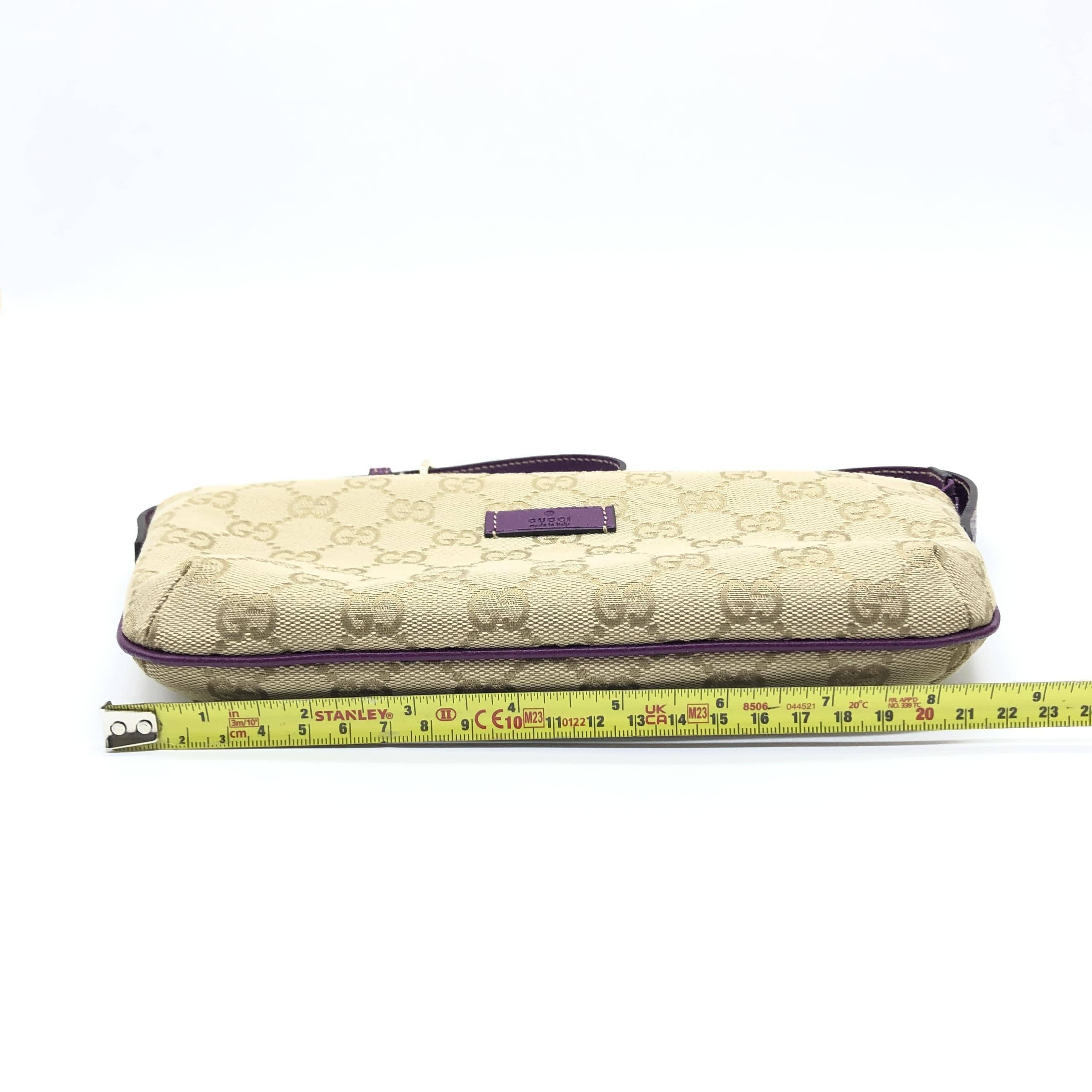 Gucci Gucci GG Canvsa Beige Handbag With Purple Accents ALC3192