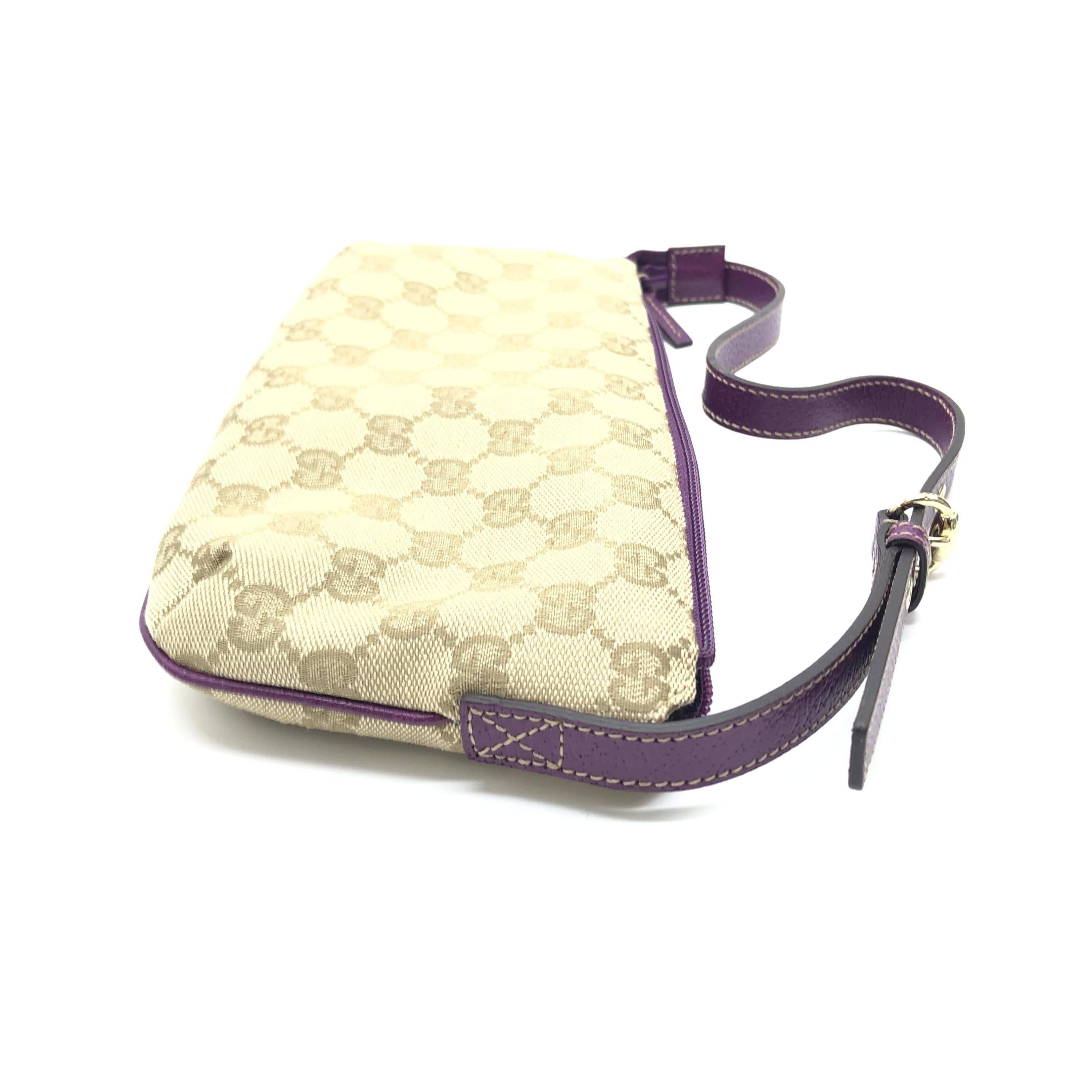 Gucci Gucci GG Canvsa Beige Handbag With Purple Accents ALC3192