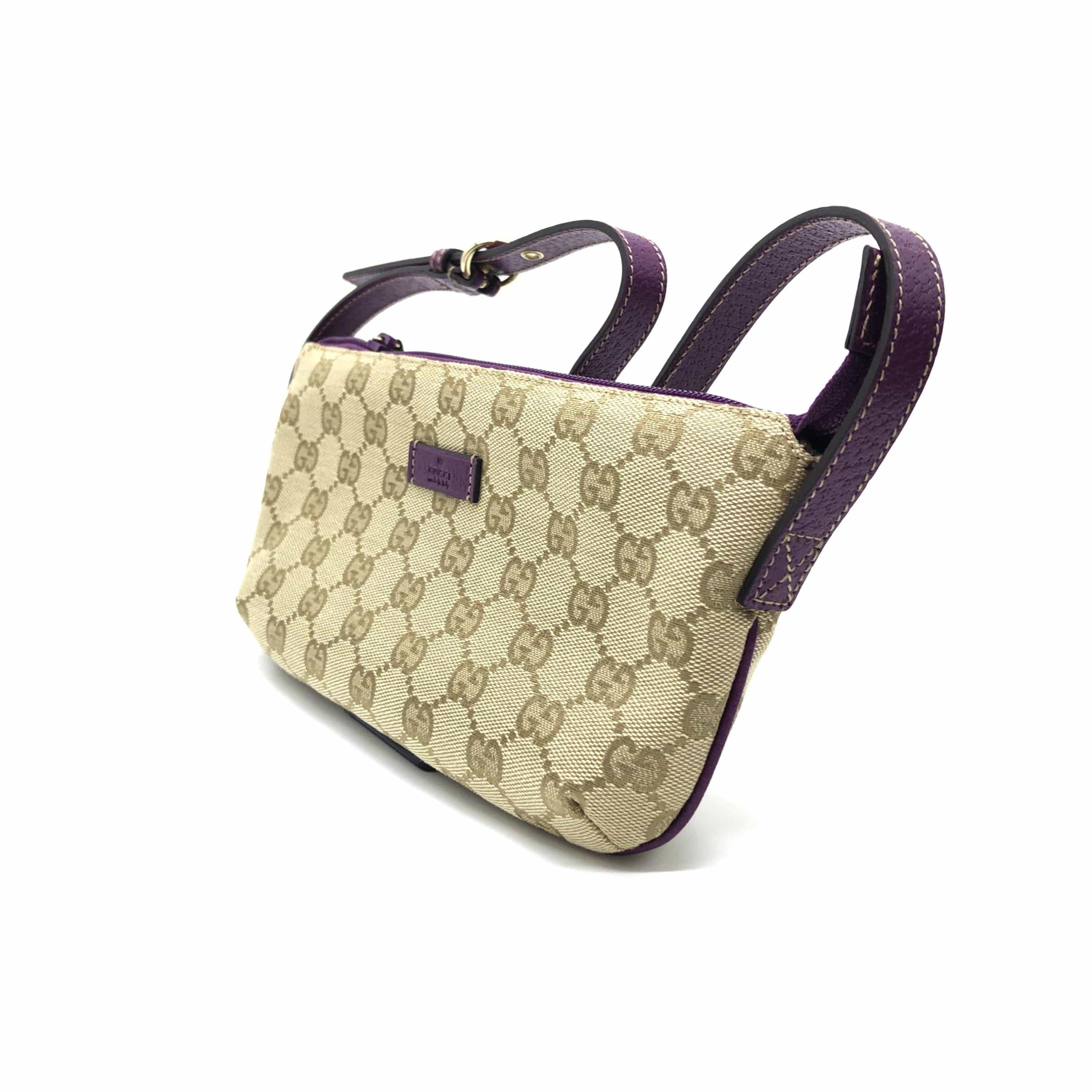 Gucci Gucci GG Canvsa Beige Handbag With Purple Accents ALC3192