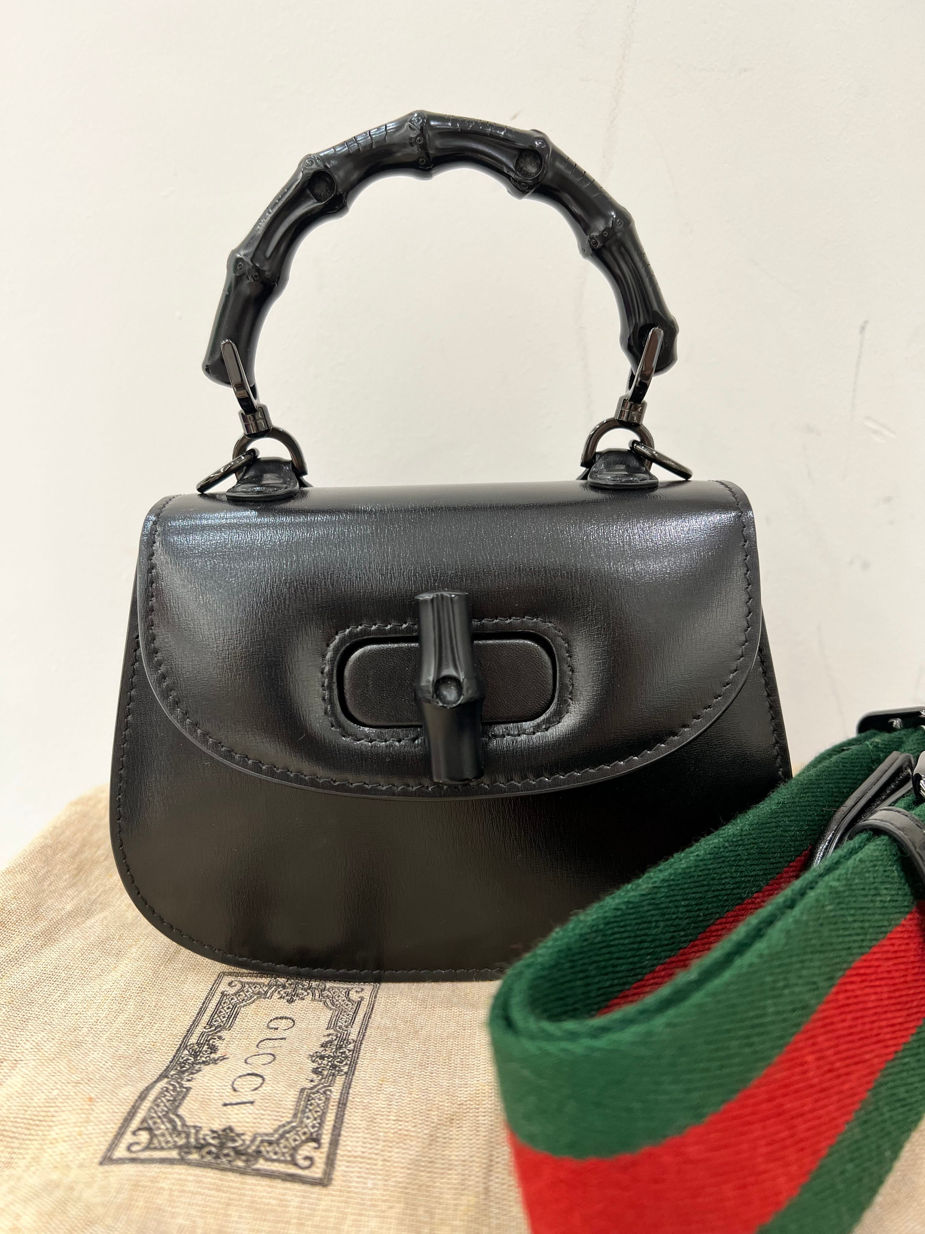 GUCCI GUCCI LEATHER BLACK GUCCI BAMBOO 1947 MINI BAG 2000000145112