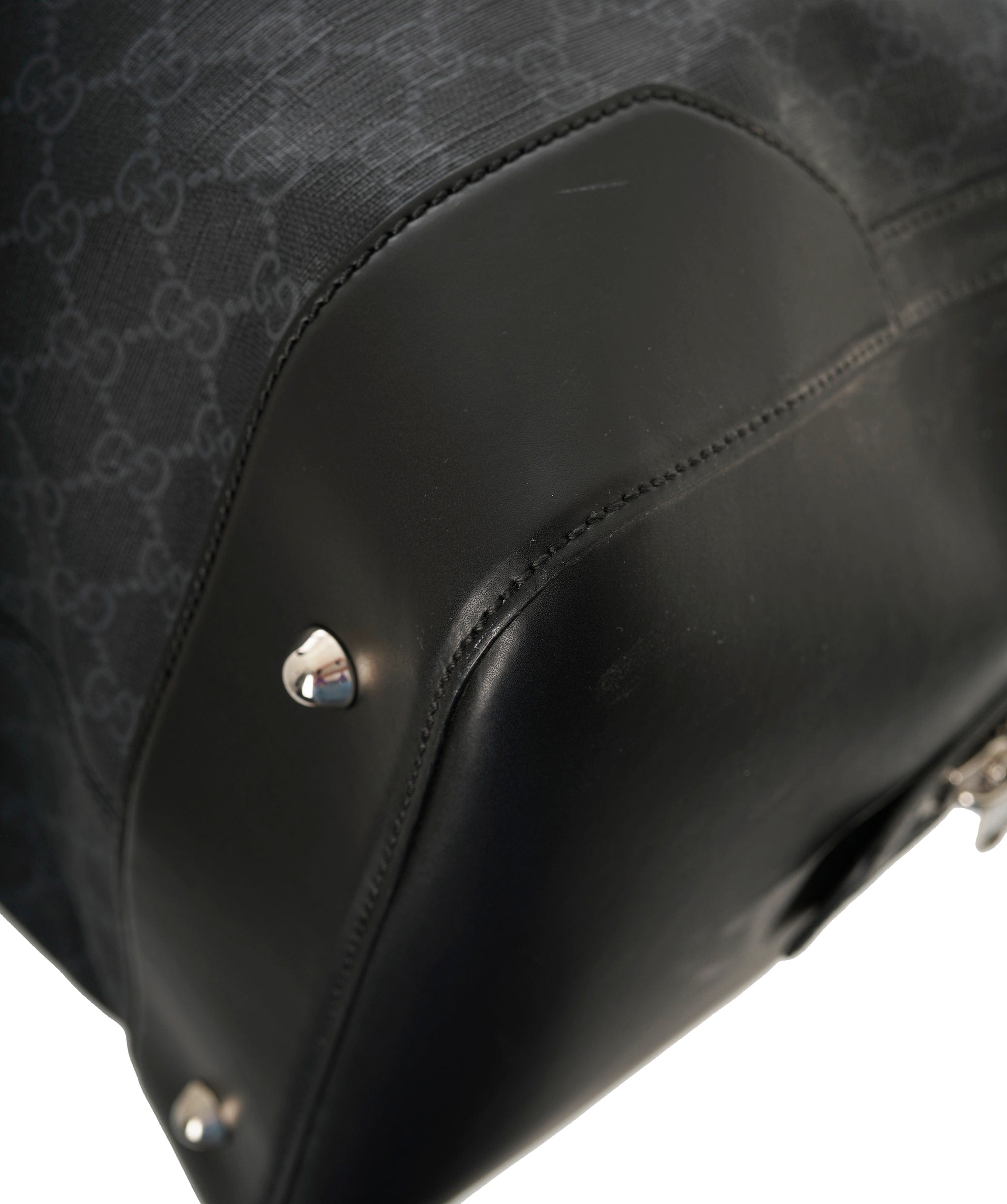 Gucci GUCCI Leather-Trimmed Monogrammed Coated-Canvas Holdall - APC0007