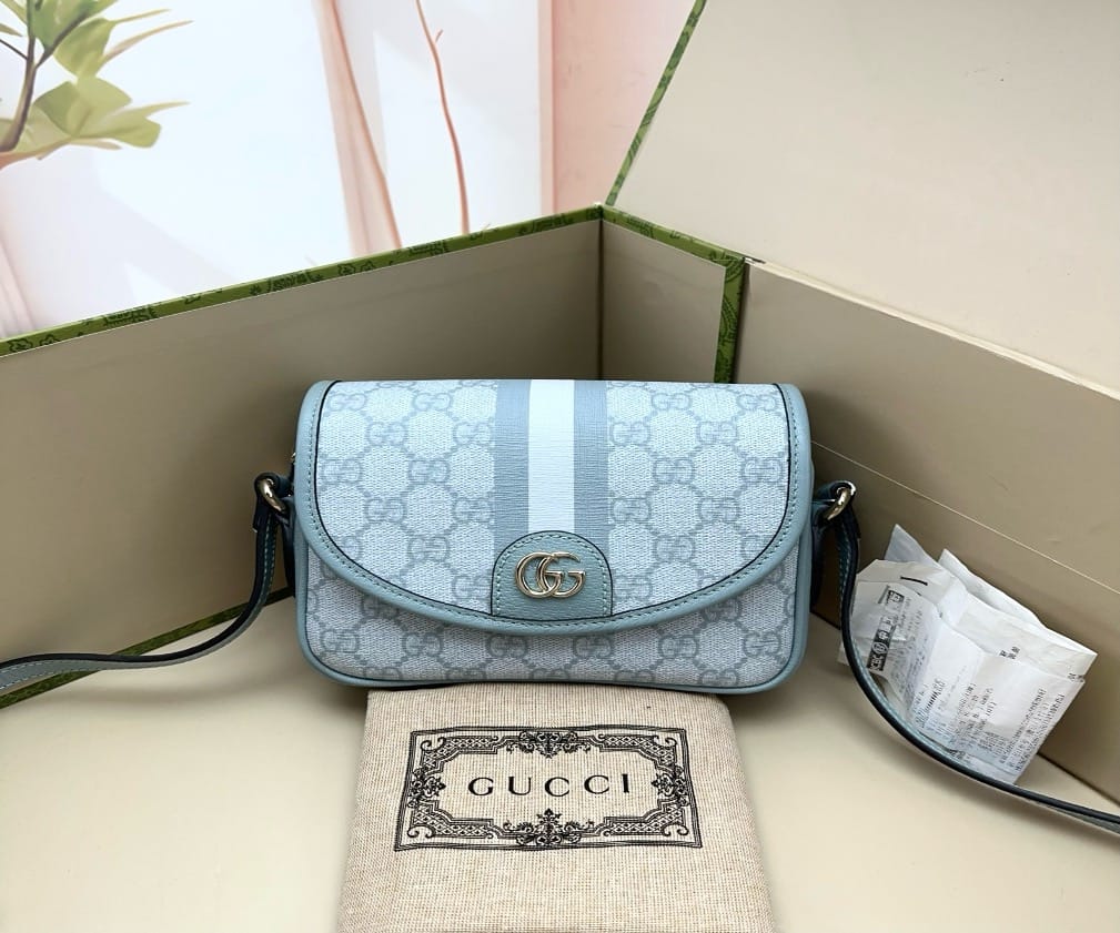 Gucci Gucci Light Blue GG Supreme Ophidia Shoulder Bag 18869641