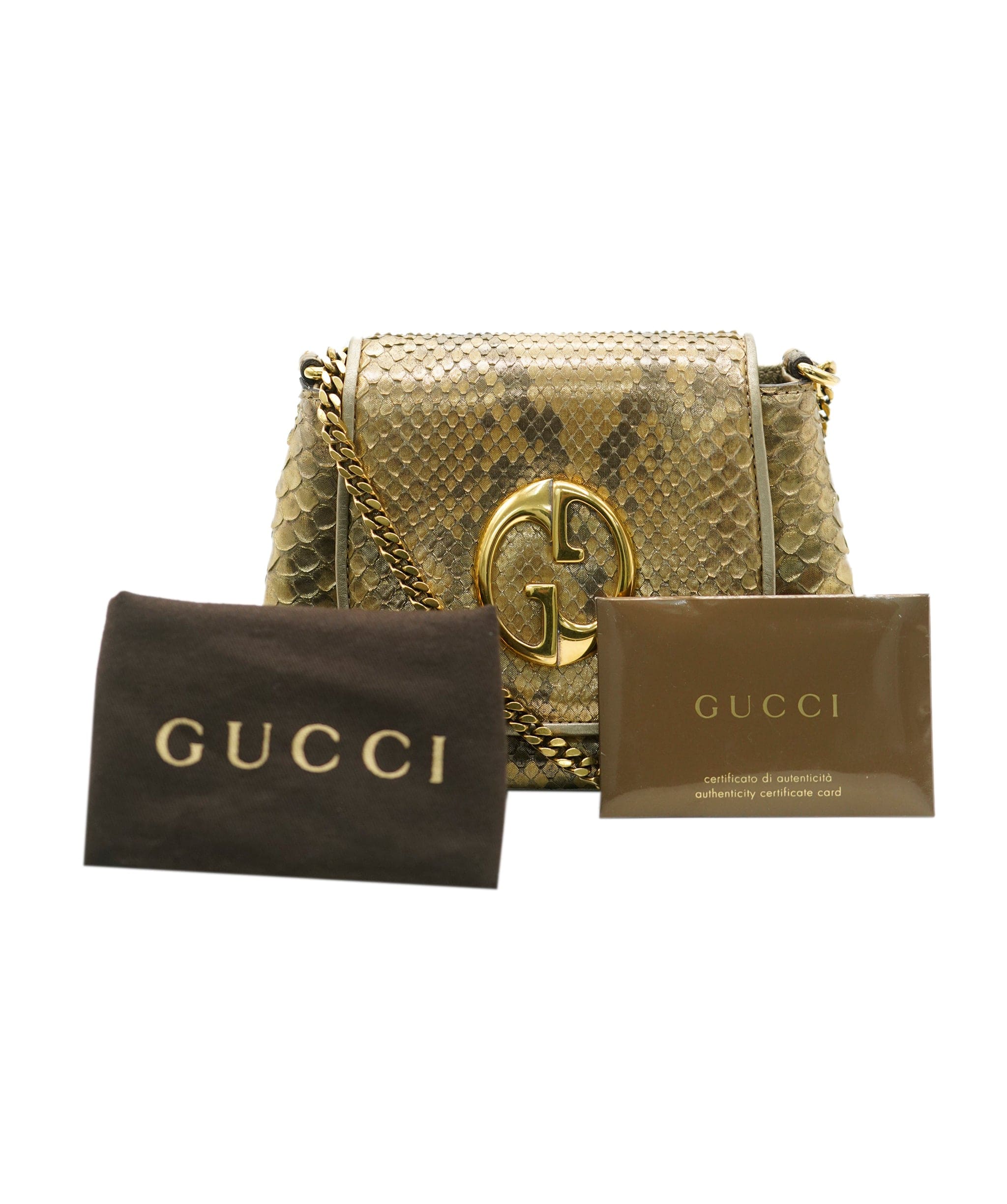 Gucci Gucci vintage python gold crossbody bag - AJC0783
