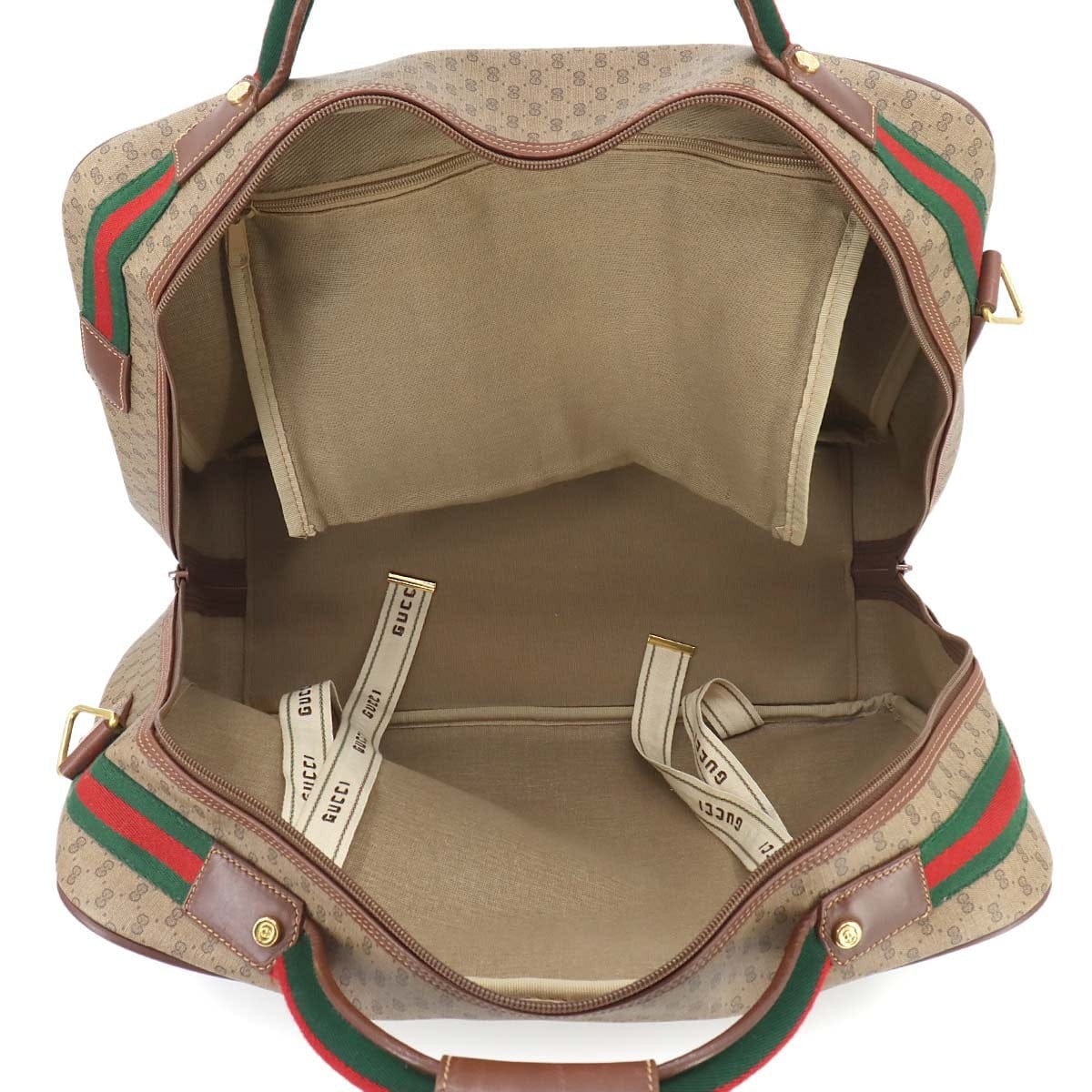 GUCCI GUCCI GG Plus Boston Shoulder Bag PVC Leather Beige Brown Sherry Line 90256266