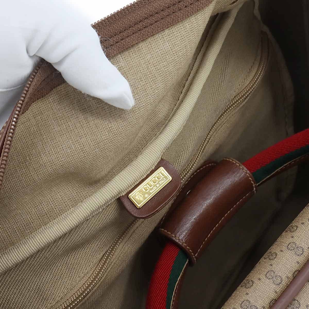 GUCCI GUCCI GG Plus Boston Shoulder Bag PVC Leather Beige Brown Sherry Line 90256266