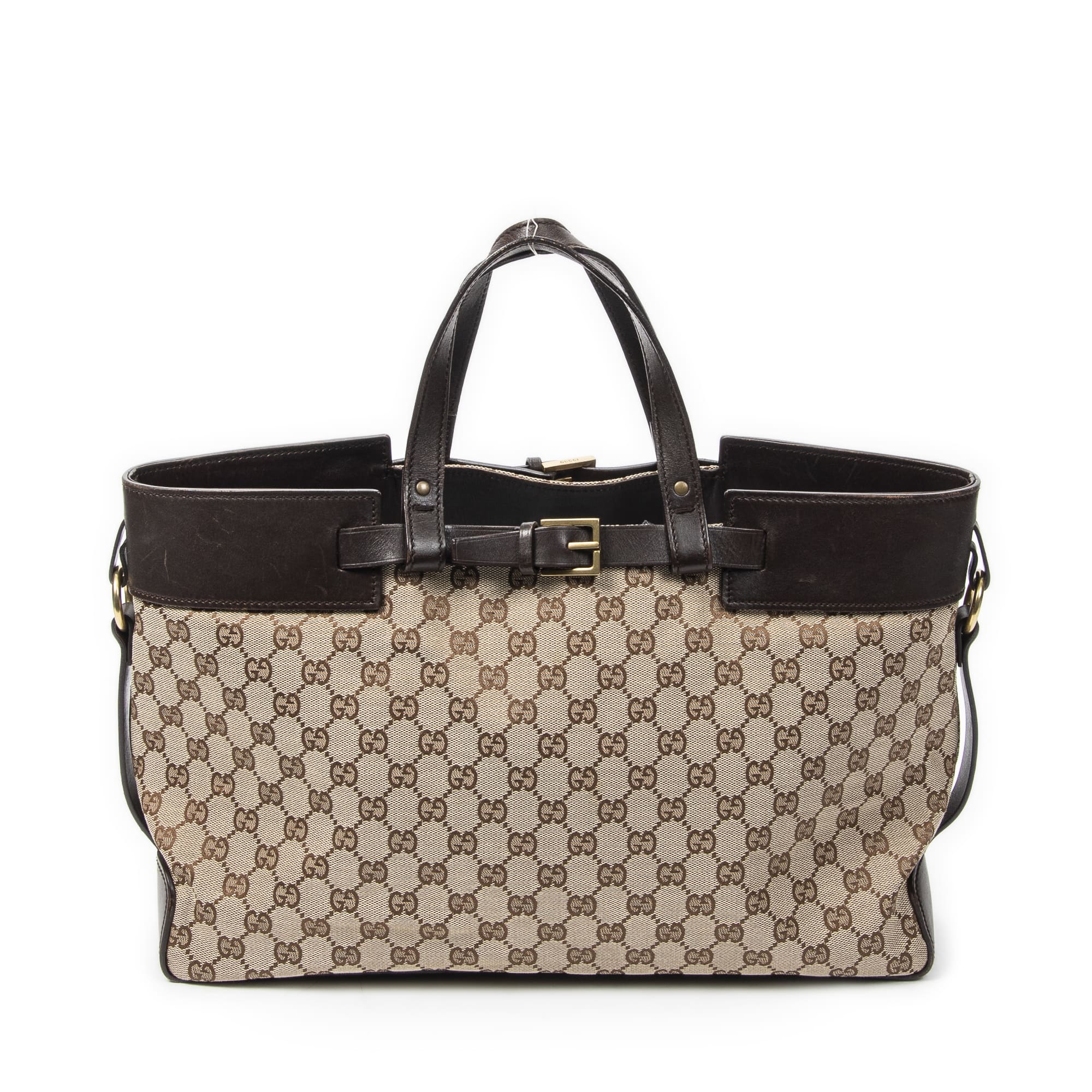 Gucci Gucci Beige/Brown Canvas Horizontal Belt Tote ABC3756
