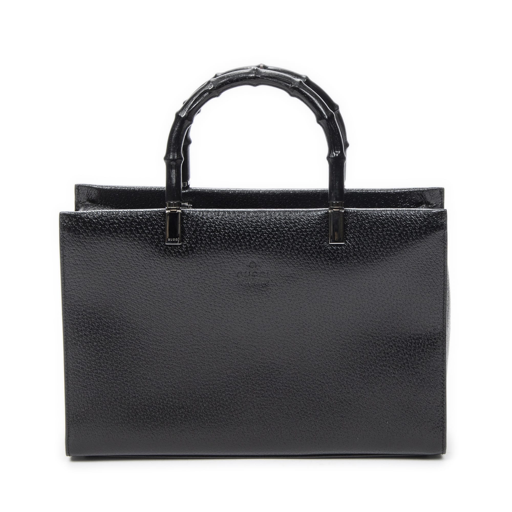 Gucci Gucci Black Calf Leather Horizontal Bamboo Tote ABC7477