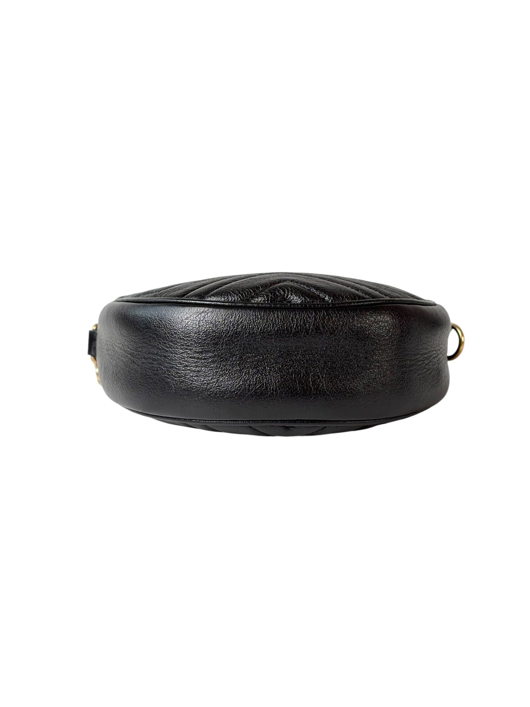 Gucci Gucci Black Round Marmont Bag with Chain strap