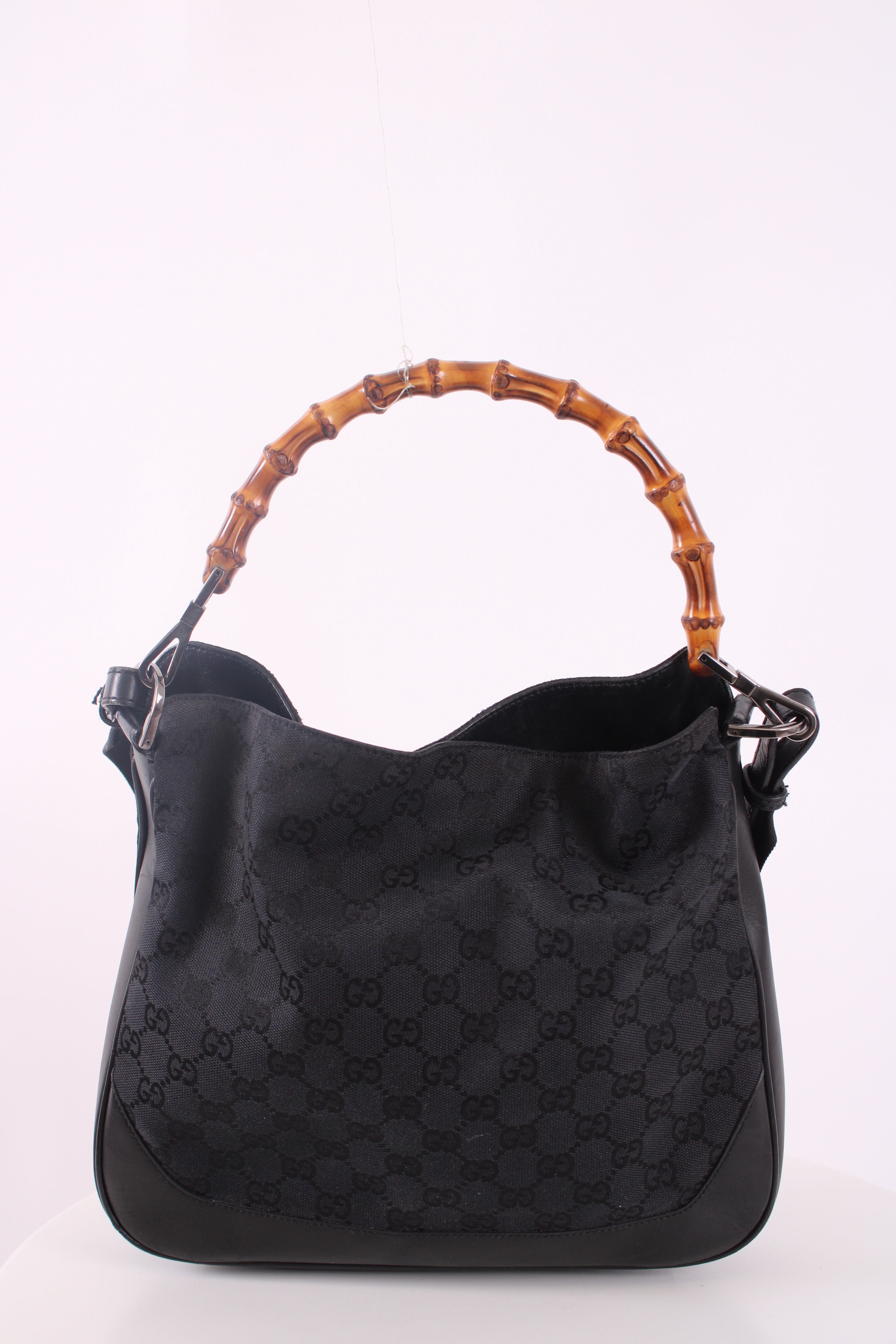 Gucci Gucci Canvas Bamboo Handbag Black
