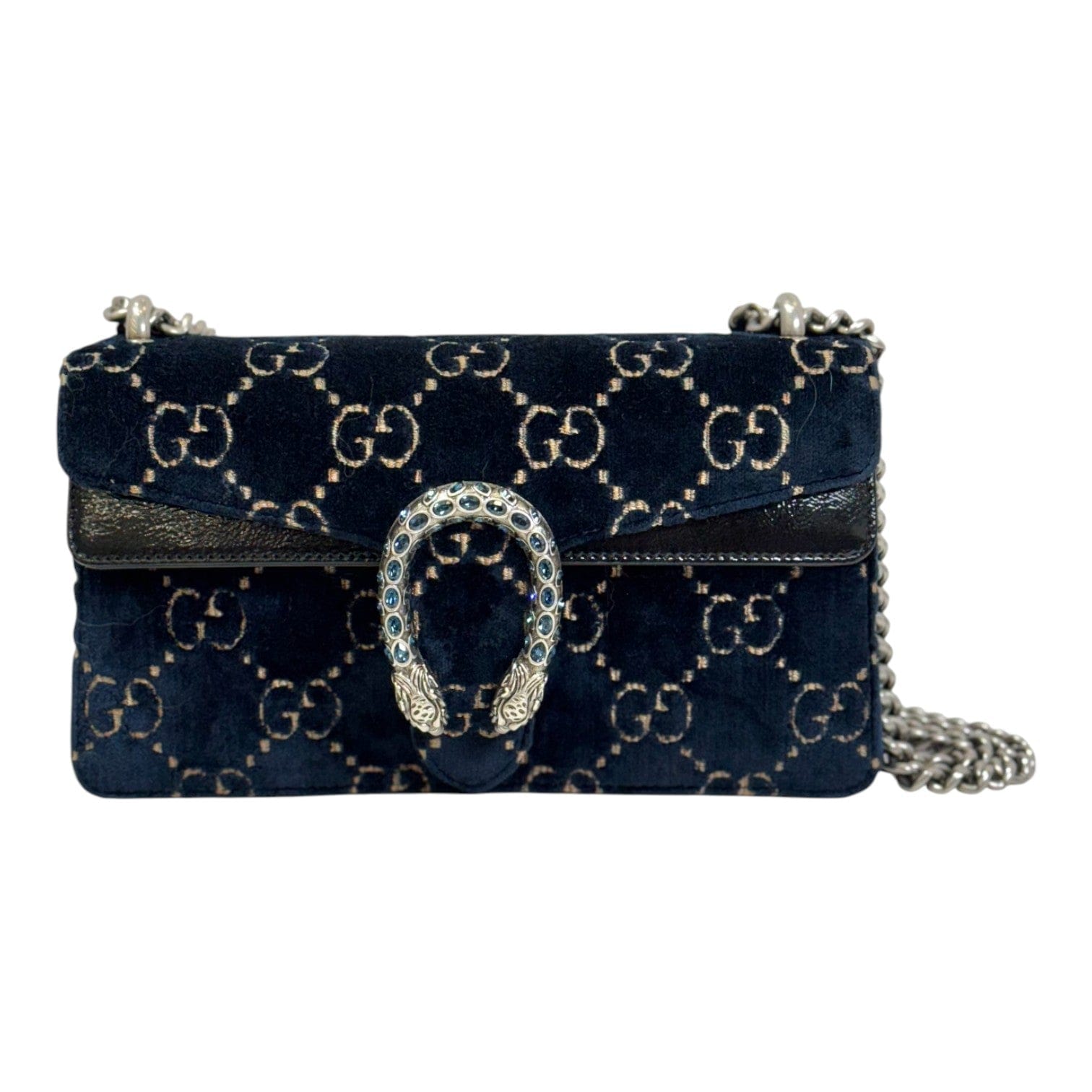 Gucci Gucci Dionysus Small Blue/Black Suede with Crystal Bag